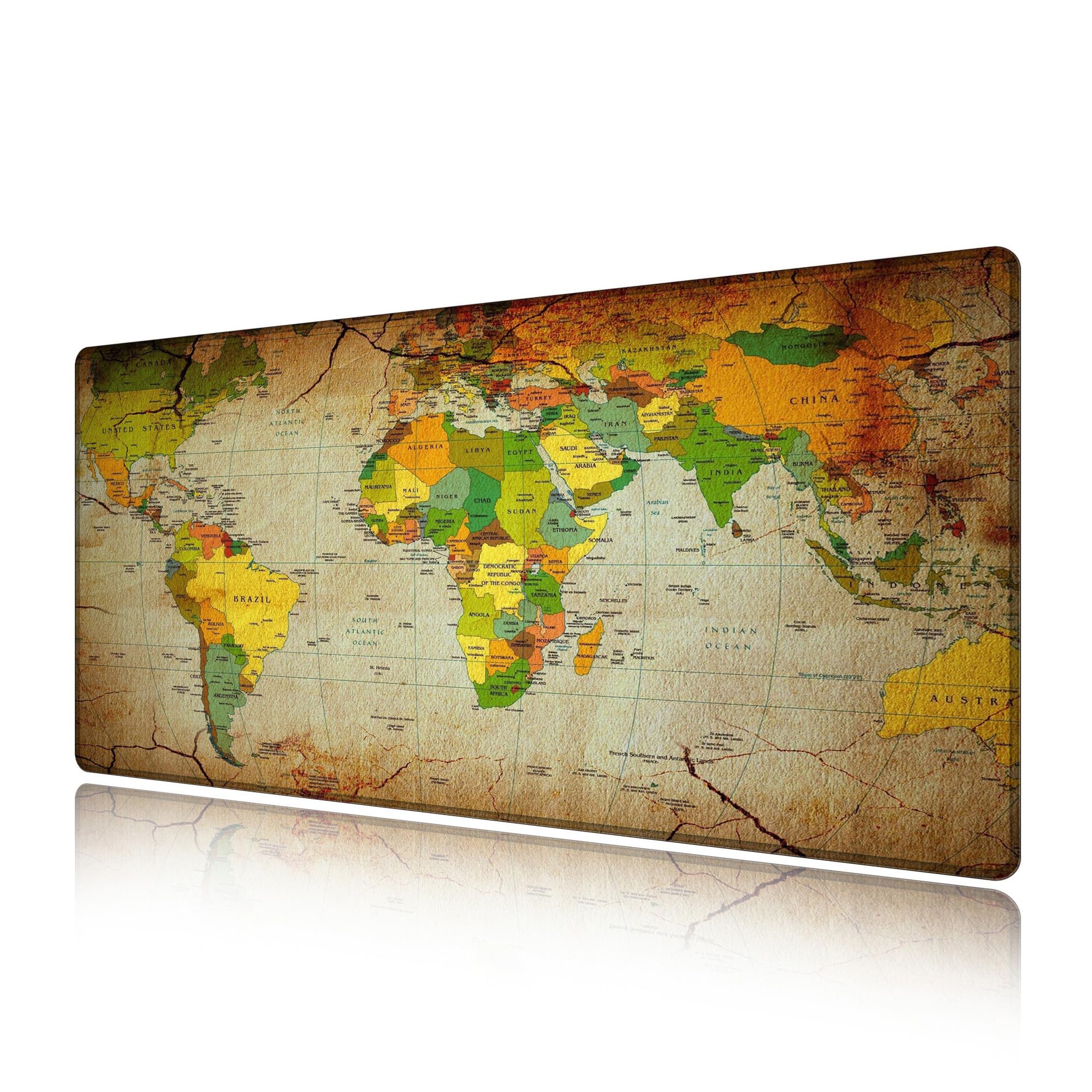 LL-COEUR XXL Mappa del Mondo Tappetino per Mouse Pad Gaming Computer Scrivania Mat (1000 x 500 x 3 mm)