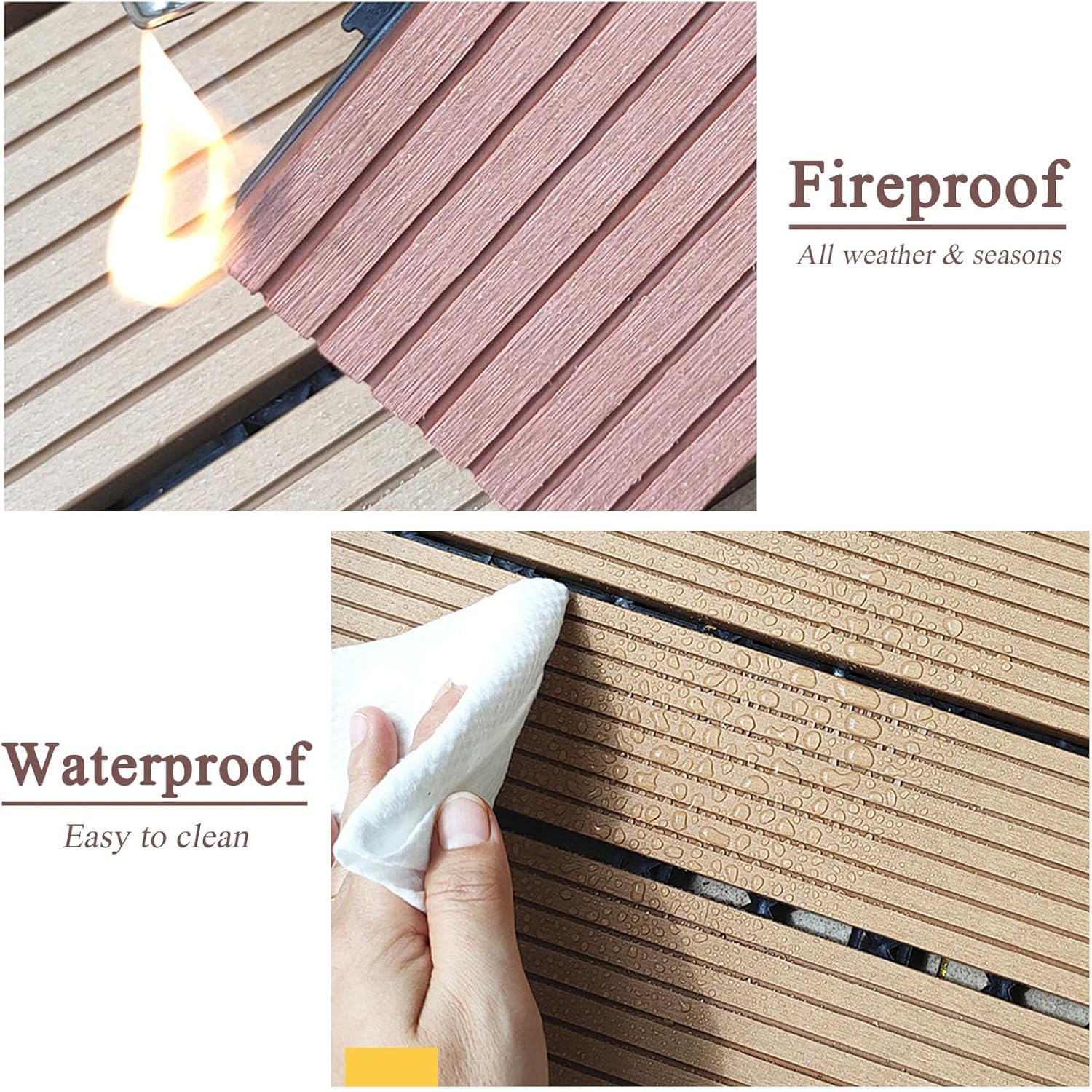 Dalles et lames de terrasse en composite, Tuiles de terrasse emboîtables en bois multicolores, paquet de 10(B-chocolate)