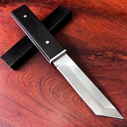 Miniatura 2 de MADSABRE Cuchillo de hoja fija samurái japonés hecho a mano  Cuchillo táctico de supervivencia de acero D2 de 8 pulgadas para exteriores caza y
