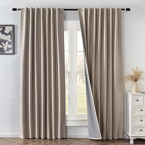Miniatura 35 de Cortinas opacas de 96" de largo, juego de 2 paneles, cortinas opacas para dormitorio de 96" de largo, cortinas con bolsillo para barra que ahorran