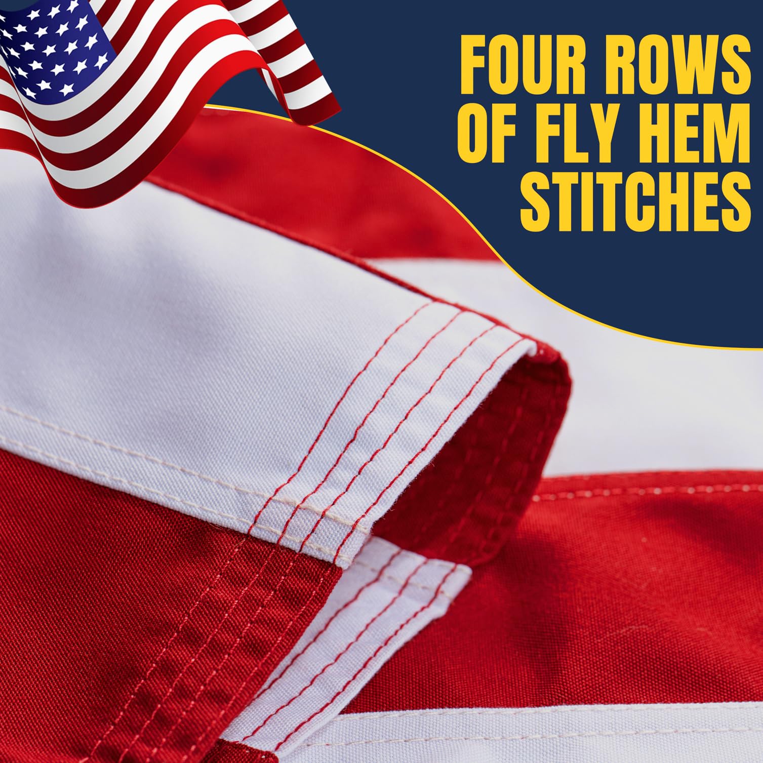 Bandiera americana in cotone, 1,8 x 3 m, ultra resistente per esterni, tessuto antistrappo, stelle ricamate, occhielli in ottone, perfetta per bandiera americana all'aperto, mostra il tuo patriottismo