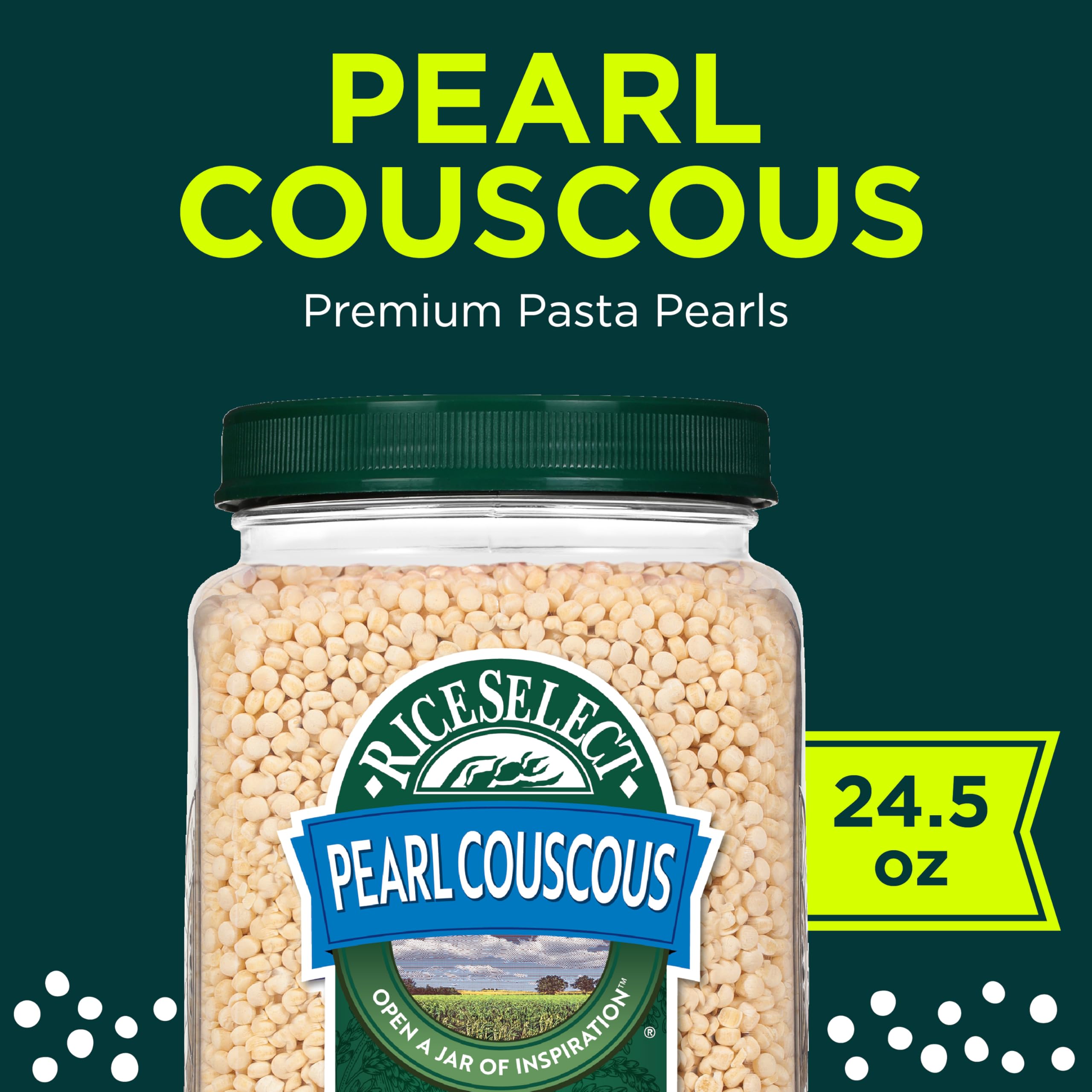 Pearl Couscous, Israeli-Style Non-GMO and Vegan Couscous Pasta, 24.5 Ounce Jar