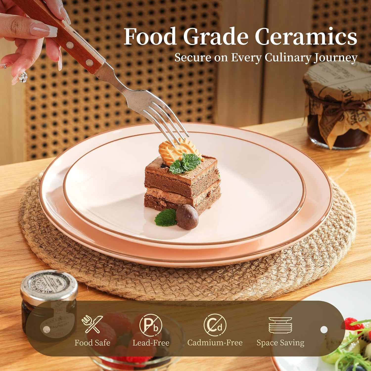 Dessert Plate Set of 6-8 Inch Colorful Ceramic Plates for Appetizer, Salad, Lunch - Modern Serving Dishes - Microwave, Oven and Dishwasher Safe - Assorted Candy Hue