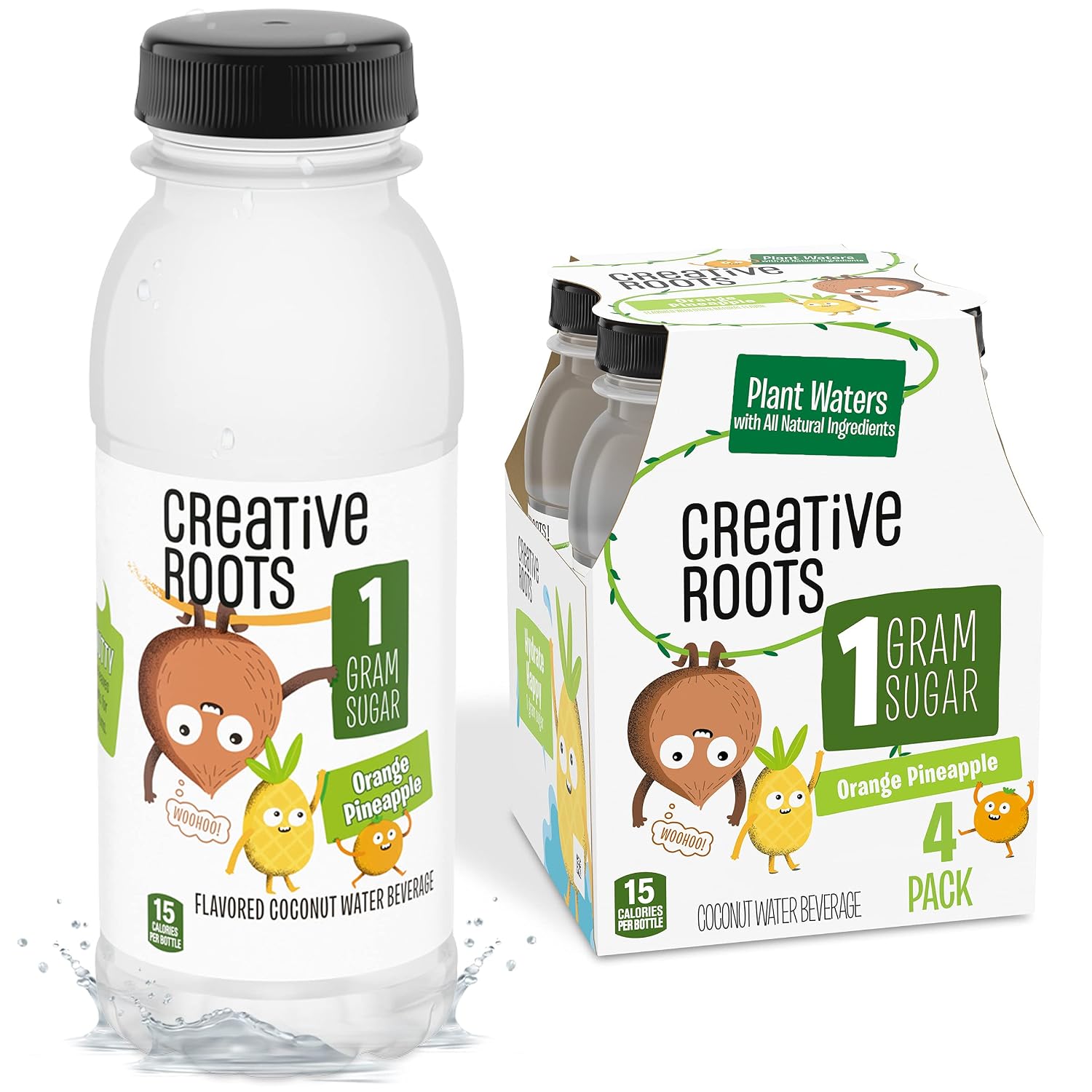 Creative Roots Flavored Coconut Water Beverage, Orange Pineapple, 8.5 Fl Oz Bottles, 4 Pack