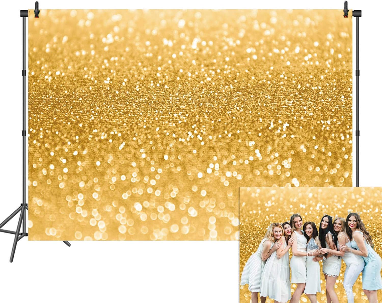 RUINI Yellow Gold Spots Photography Backdrop (Not Glitter) Baby Photo Background Banner 7x5FT