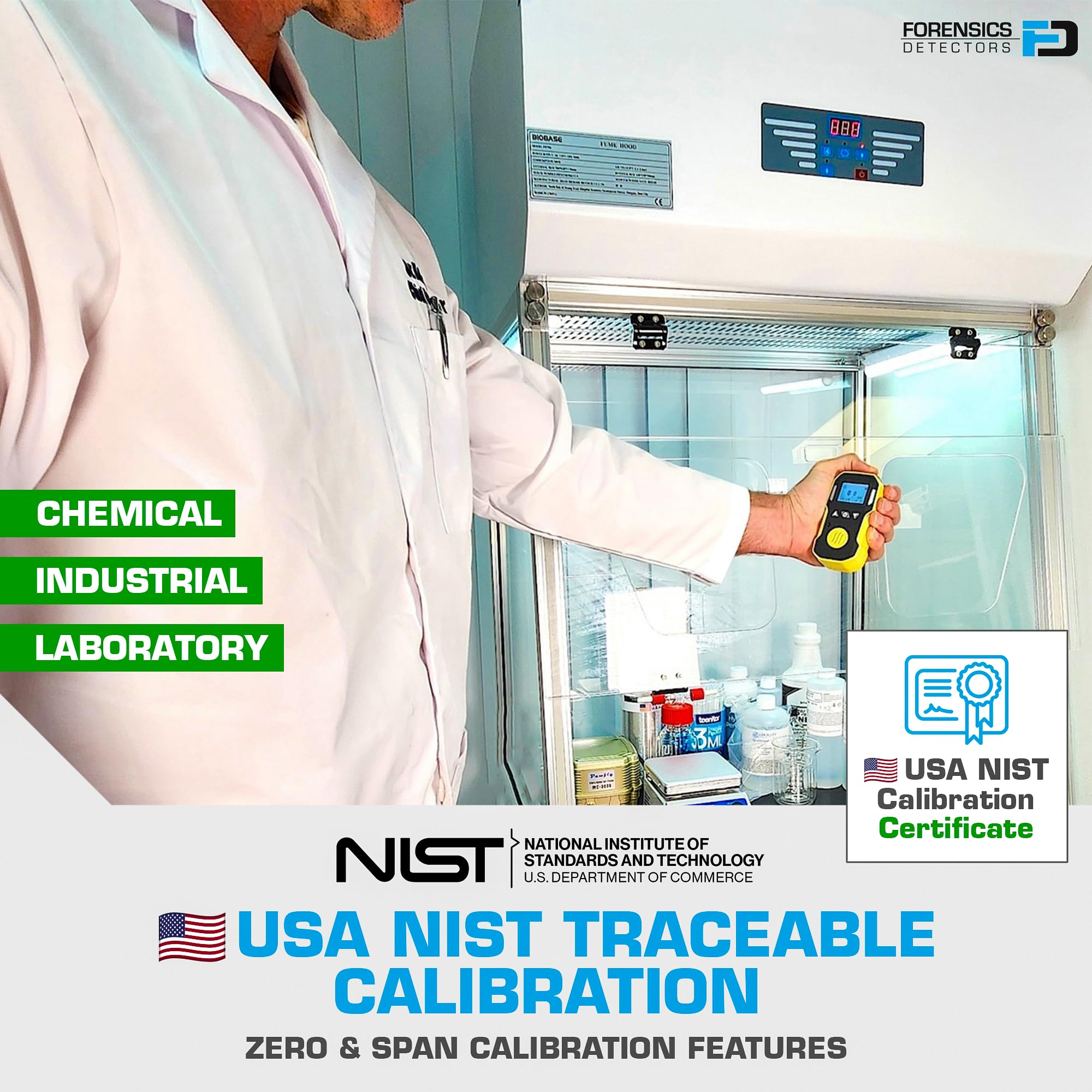 Détecteur d'Oxyde d'Éthylène (ETO) 0–20 ppm C2H4O avec Certificat d'Étalonnage UE et USA, Recharge USB, Alarmes Sonores Visuelles et par Vibration