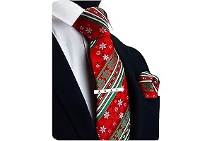 3.15" Christmas Necktie with Pocket Square and Tie Clip Set for Christmas Gift