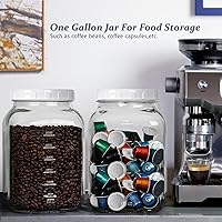 Vista 4 de Paquete de 2 tarros de vidrio transparente de boca ancha de 1 galón con tapa, tapa de rosca hermética resistente con junta de silicona - tarro Mason