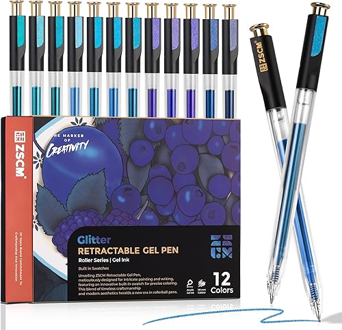 Miniatura 13 de Bolígrafos de gel retráctiles con purpurina, 72 colores de gran capacidad, bolígrafos de tinta de gel metálica multicolor con purpurina de 0.039 in