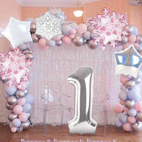 Miniatura 2 de Dripykiaa 6 globos de invierno para fiesta de primer cumpleaños de Onederland de 40 pulgadas, un globo para decoraciones de primer cumpleaños,