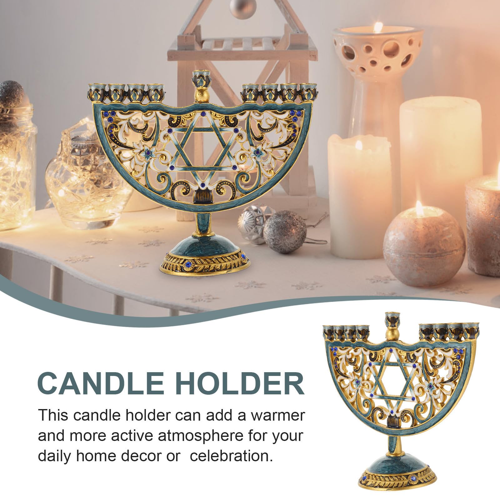 Candelabro de Hanukkah de Aleación, Adorno de Mesa Forma Única
