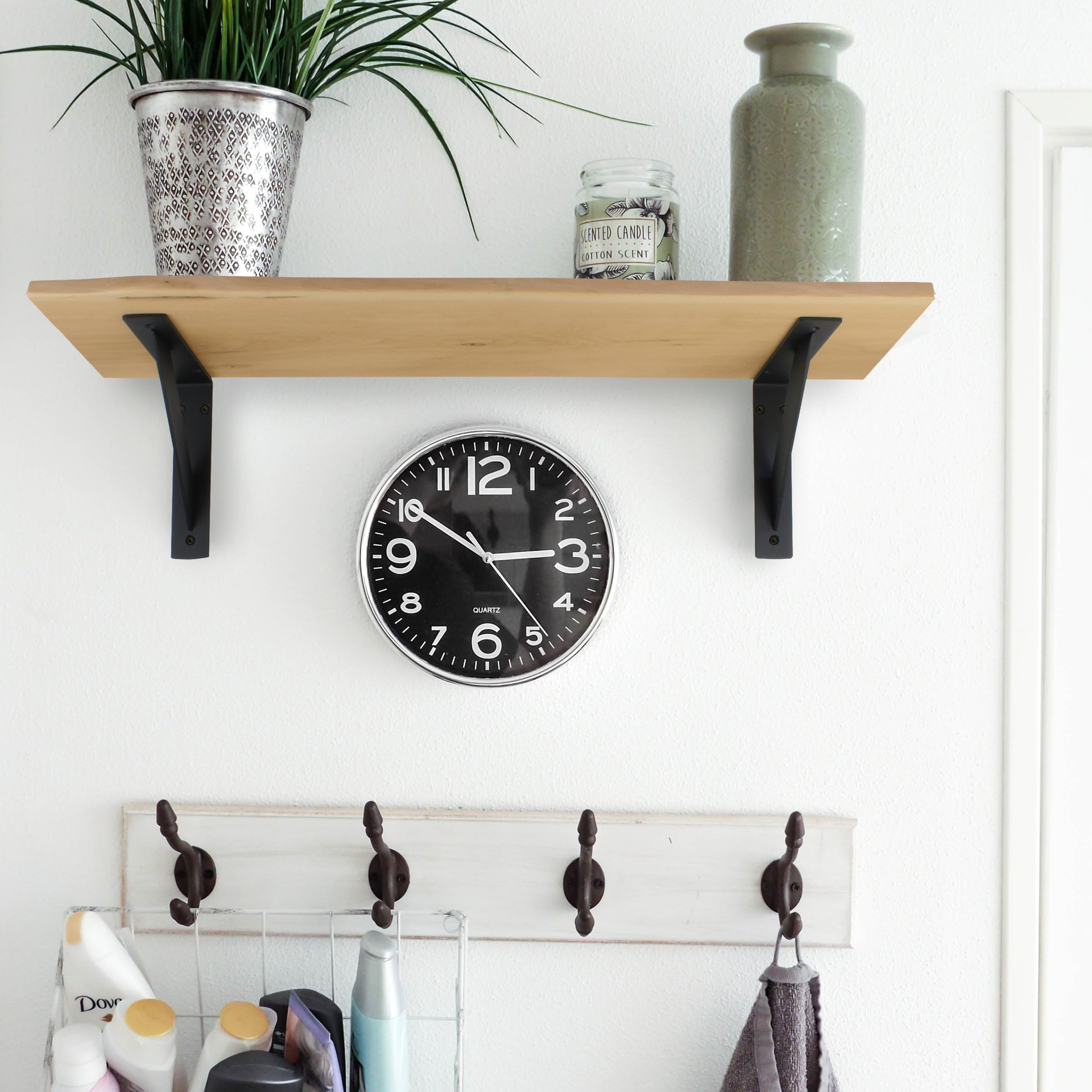 1 x designerska półka regałowa Live Edge dąb | lite drewno naturalne, dno regału, krawędź drzewa, regał wiszący, półka ścienna do salonu (20-25 cm G, 200 cm szerokość)