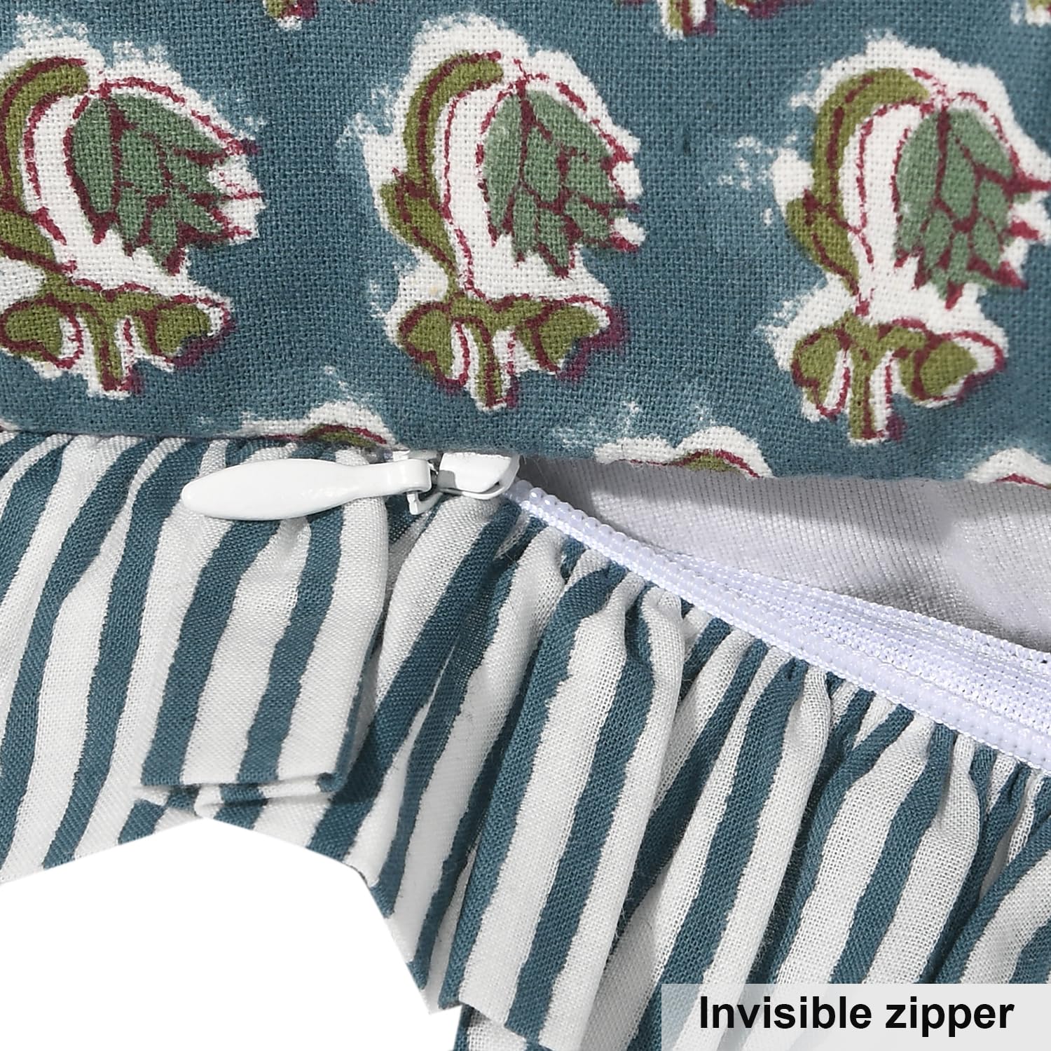 Ridhi Federa per cuscino con stampa a blocchi blu pavone, 50,8 x 50,8 cm, confezione da 2, per divano, letto, soggiorno, decorazione della casa, regalo per primavera, Pasqua, San Valentino