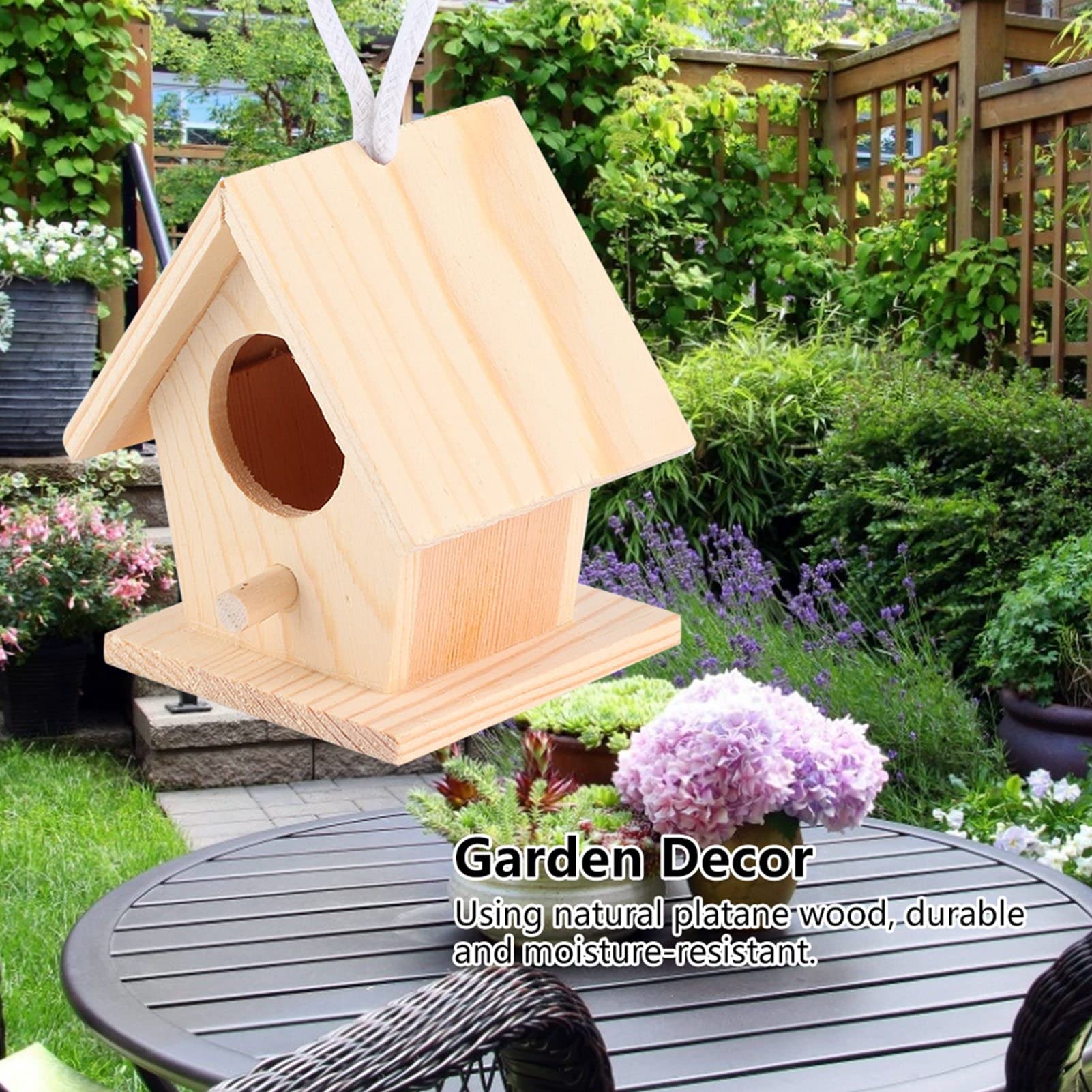 Yinns Zweistöckiges Vogelhaus Aus Holz Mit Bunter Blume – Für Kolibris & Kleine Vögel, Wetterfest