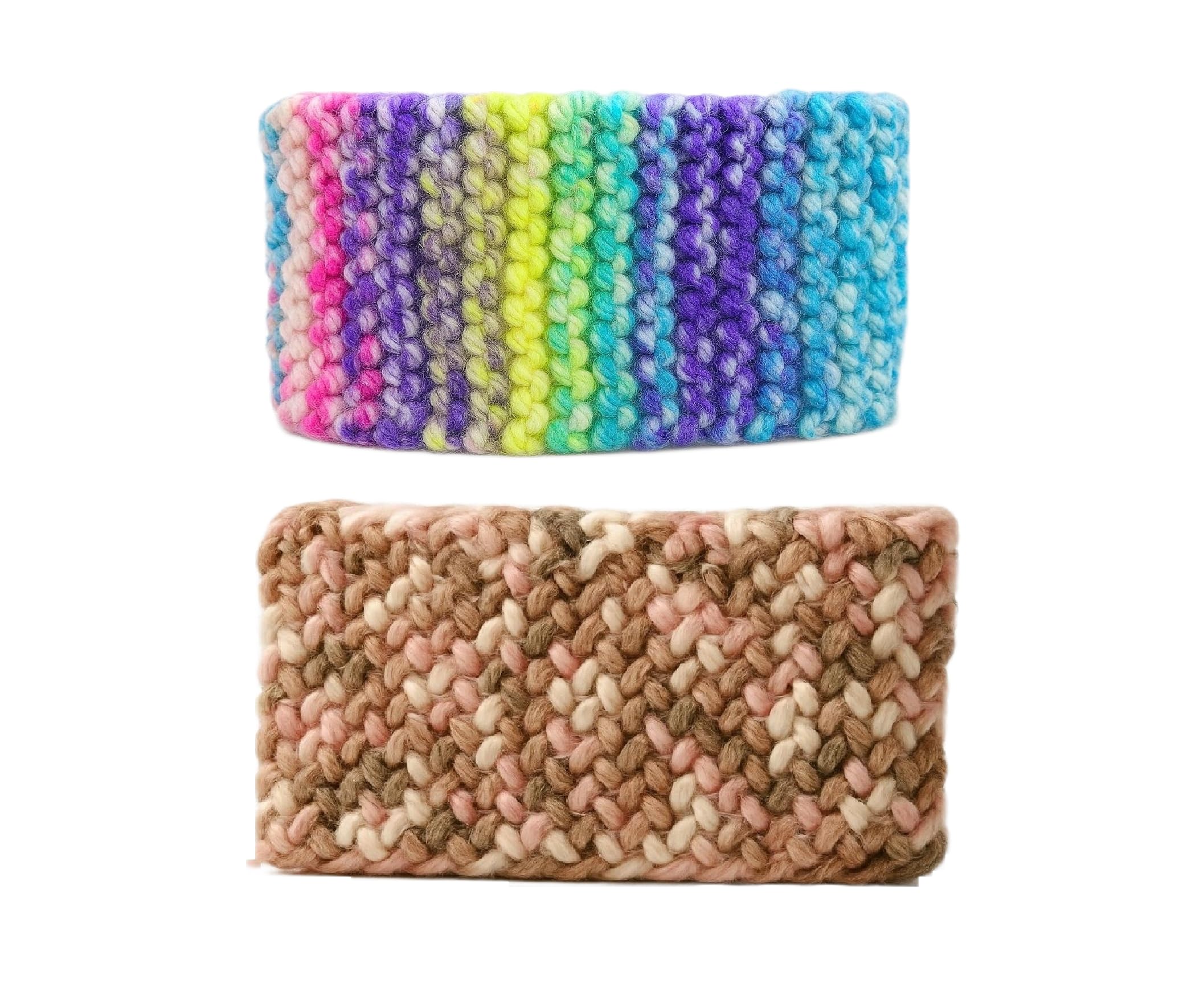 ANESHA Men's Wide Ribbed Knit Headband Full Coverage for Running & Skiing MULTICOLR pack of 2