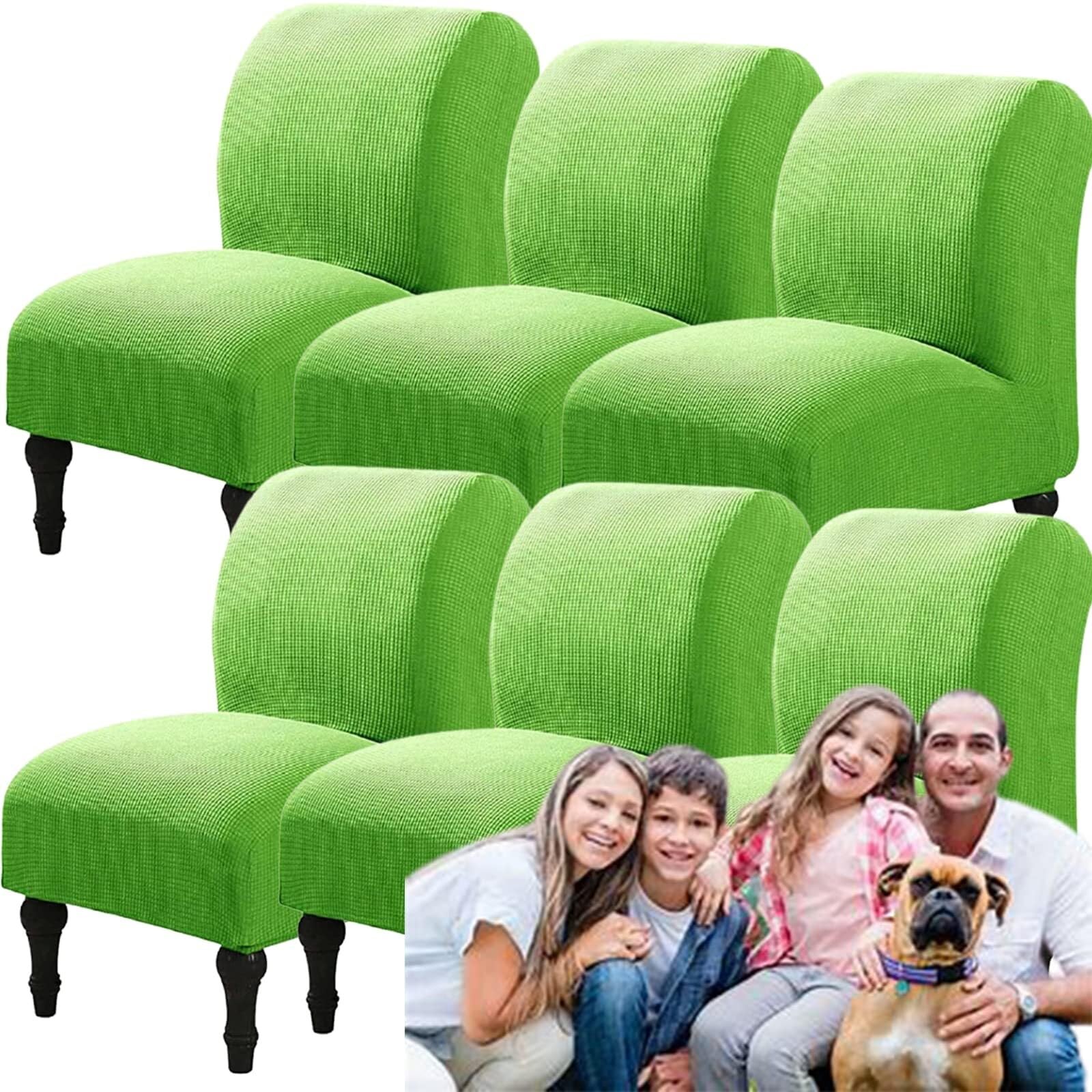 NMVAWIPT Armless Accent Chair Covers, Polyester+Spandex Stretch Slipcover, Removable Furniture Protector, For Home Hotel(4#,6pcs)