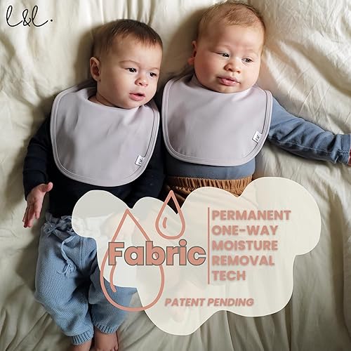 Miniatura 7 de Leya & Lior Paquete de 3 baberos para bebés de secado instantáneo de alta calidad, baberos unisex StayDri para babeo y dentición