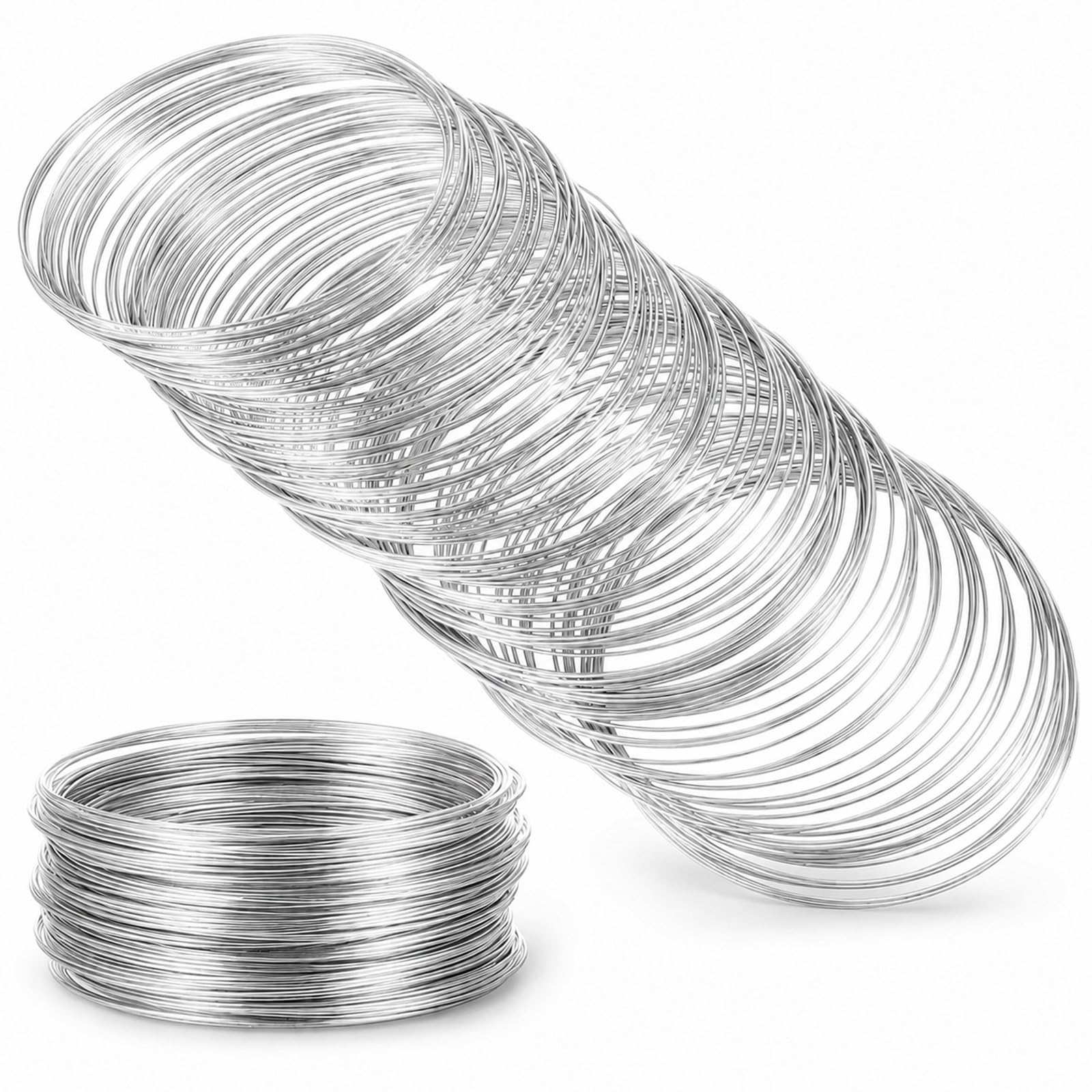 200 Loops Memory Wire for Jewelry Making,Beading Wires Bracelet Wire Silver
