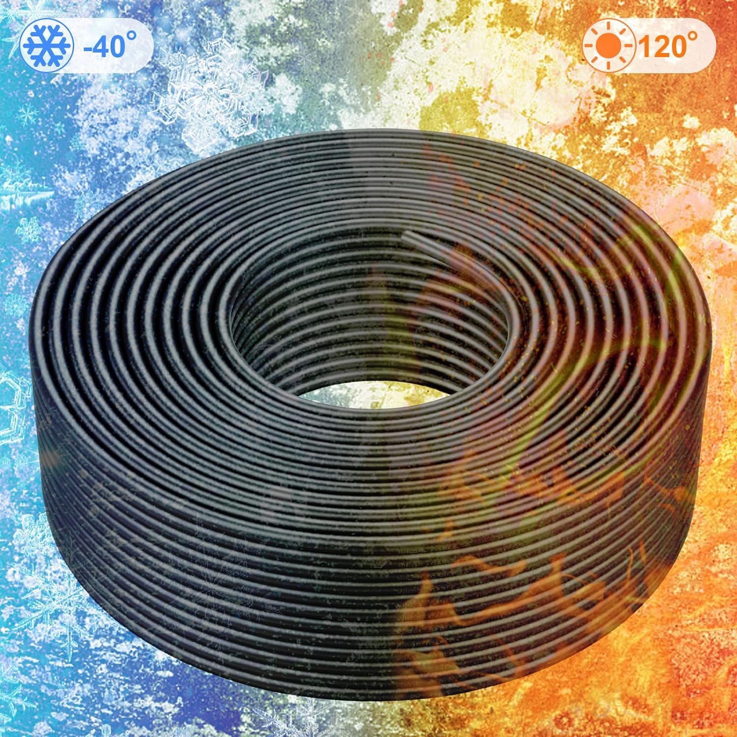 Solarkabel 6mm² Schwarz - 100m - UV-beständig, flexibel, Photovoltaik, PV Kabel, Solar Anschlusskabel für Solarpanel, Wechselrichter & Laderegler (Schwarz, 100m)