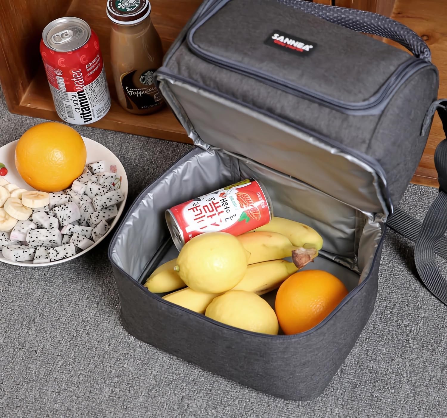 Lunch Bag Women,Double Decker Cooler Insulated Lunch Box Lunch Tote Durable Reusable with Adjustable Strap for Adult Men Work Picnic Travel Meal Prep (Gray)