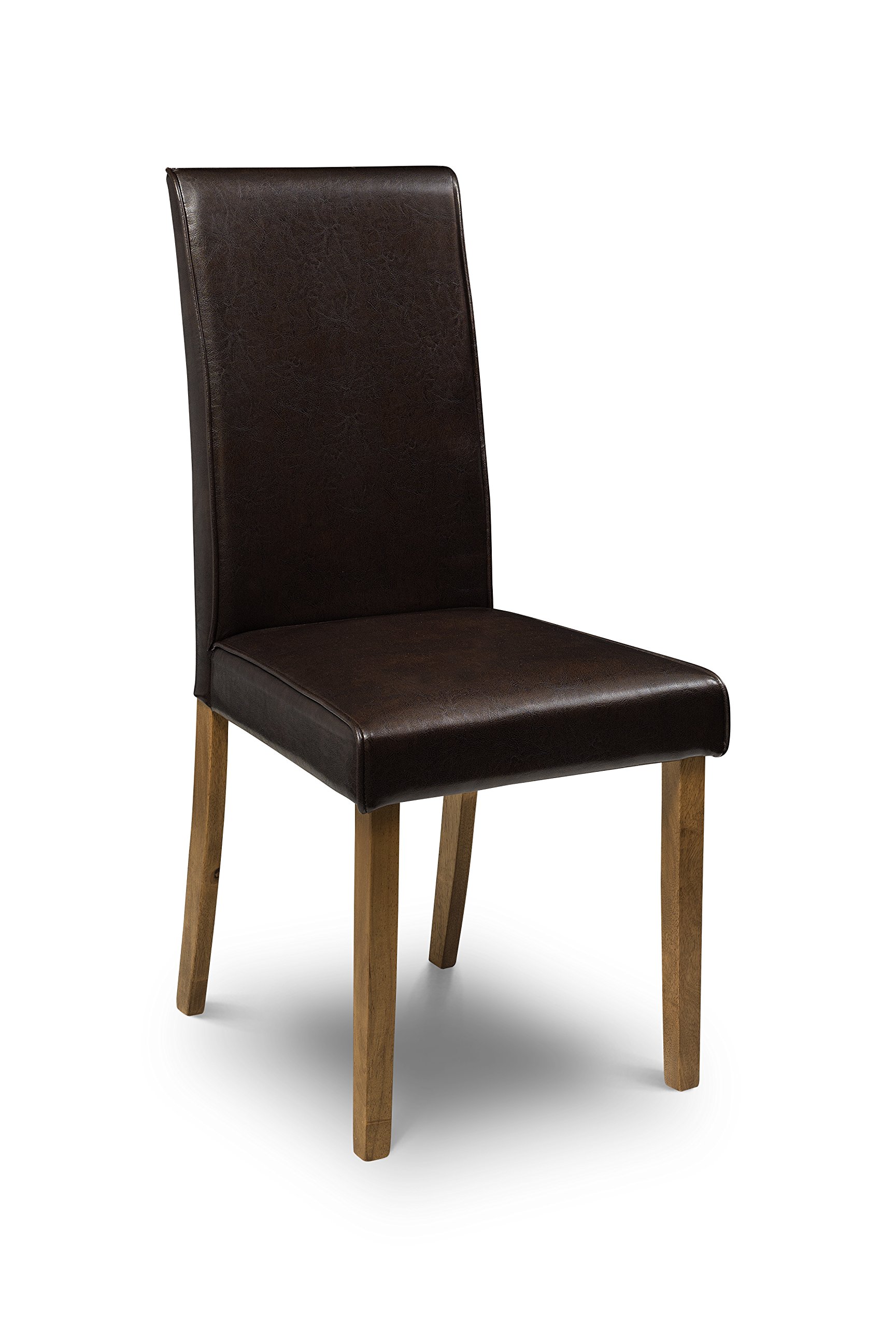Julian Bowen Hudson Dining Chairs, Set of 2, Brown - H95.5 x W44 x D56cm | Contemporary Upholstered Kitchen Chairs for Dining Room, Padded Kitchen Seat