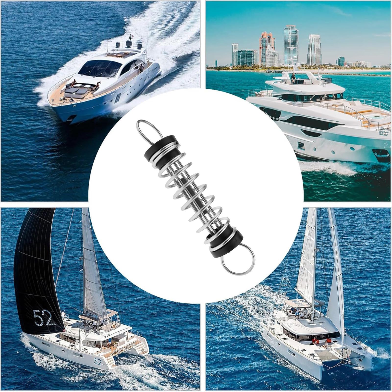COOLHOOD Molla di ormeggio del grado marino con l'acciaio inossidabile dell'ammortizzatore di scossa del cuscinetto di gomma per l'acciaio inossidabile dell'ormeggio dell'yacht/ancore