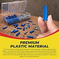 Vista 5 de QUALIHOME Kit de anclajes y tornillos cónicos de hormigón, anclajes de pared cónicos de plástico para accesorios ligeros en hormigón, bloque