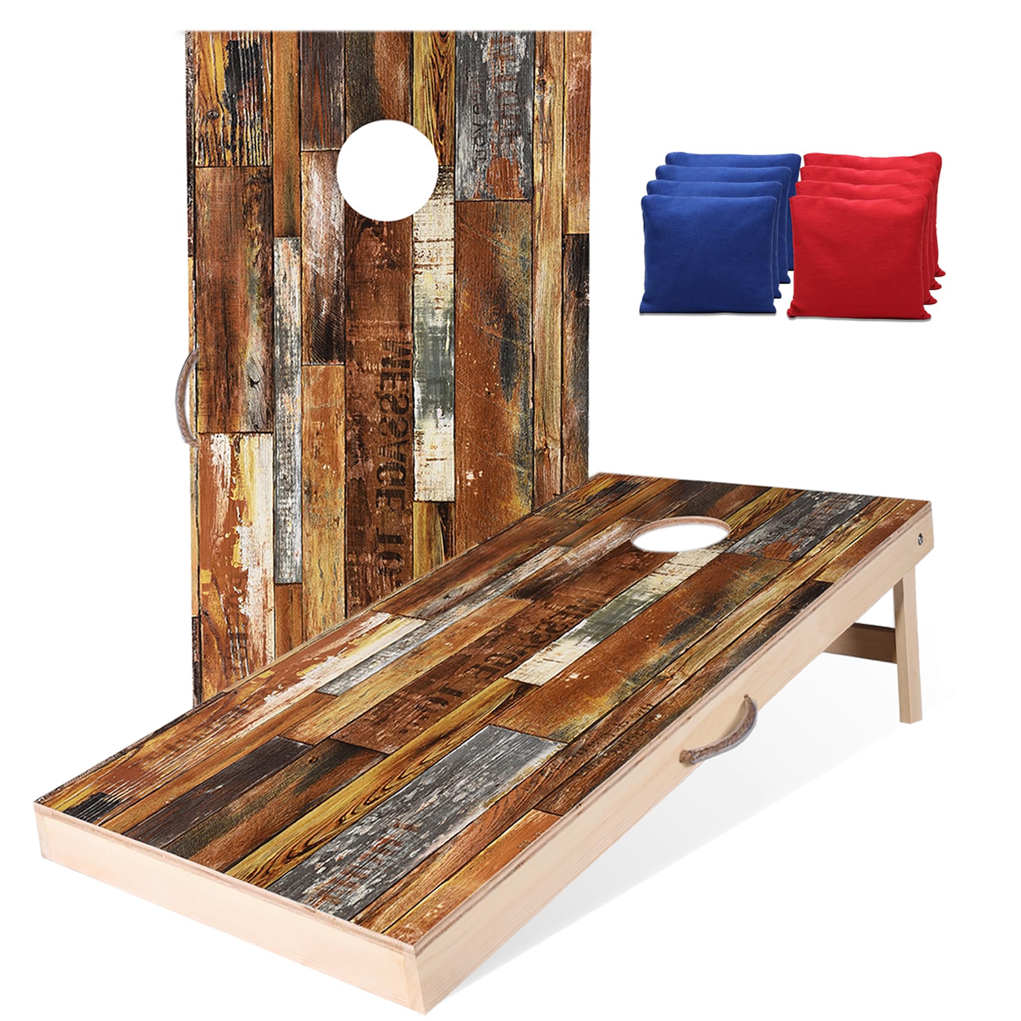 4x2 ft Solid Wood Cornhole Set with 8 Bean Bags, Regulation Size Cornhole Board Set for Adults, Cornhole Game Set for Tailgate Backyard Toss Games Indoor&amp;Outdoor Activities