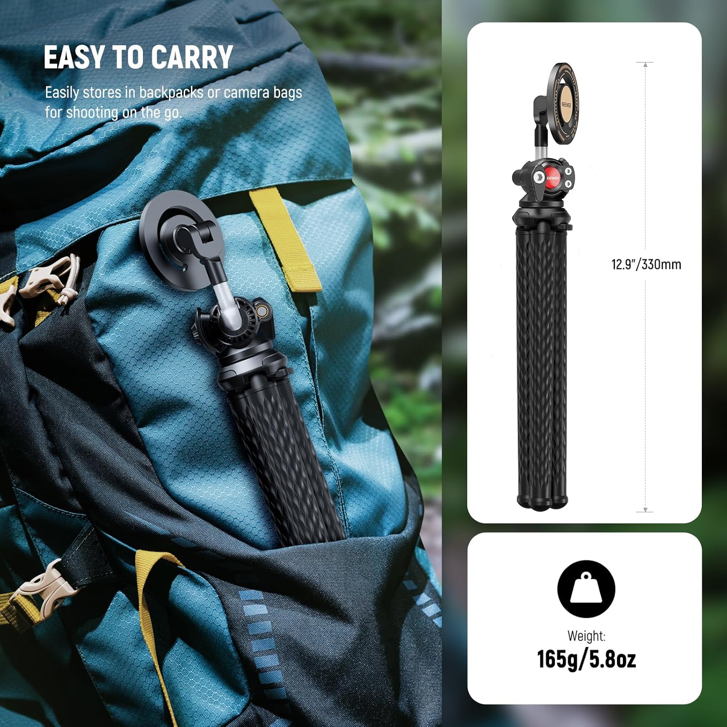 NEEWER Magnetic Flexible Phone Tripod Compatible with Magsafe iPhone 15 Pro Max 14 Series Android, Quick Release Floating Hand Grip for Action Camera Included