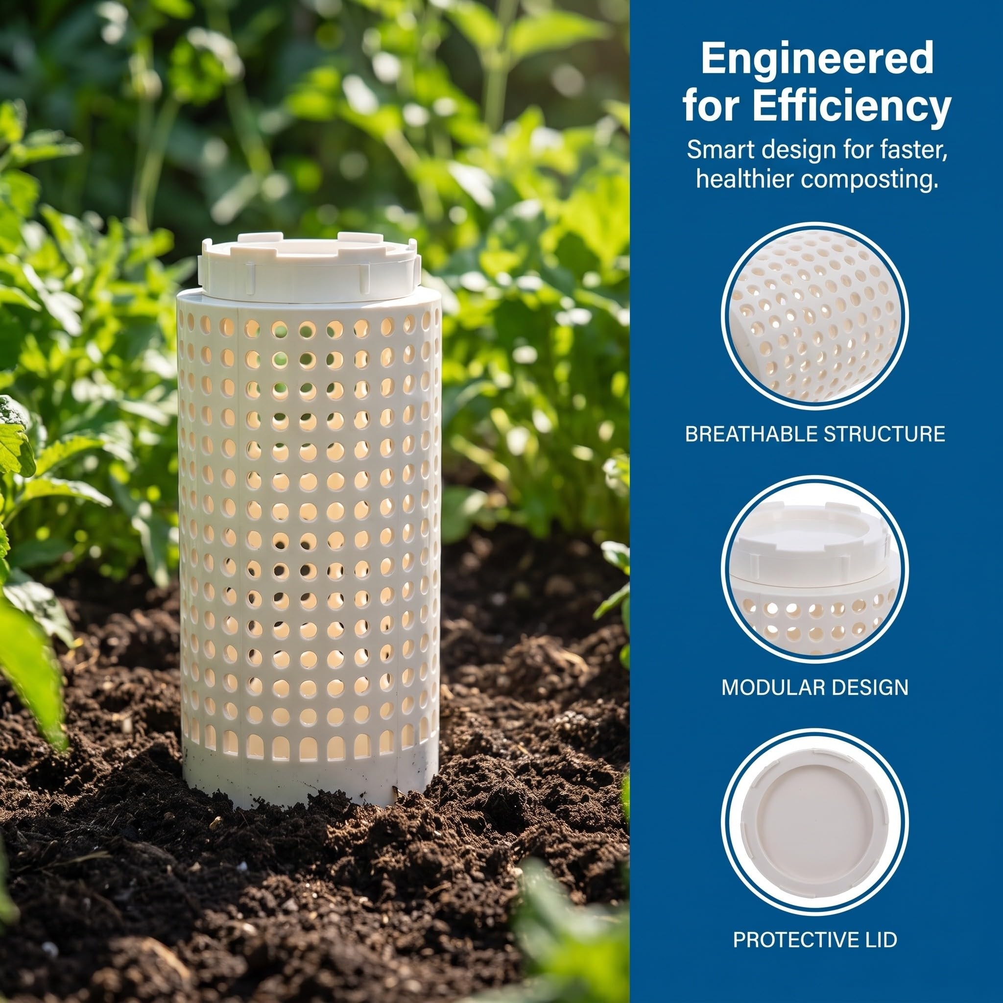 Toddmomy 3 contenedores subterráneos para compostaje de lombrices en exteri | Ventilación de flujo de aire de 360°, cultivo de flores residenciales, compostador de lombrices subterráneo, para bancales el
