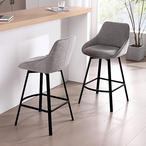 Miniatura 7 de Zesthouse Juego de 2 taburetes de bar giratorios de altura de mostrador, taburetes de bar modernos de altura de mostrador con respaldo, taburetes