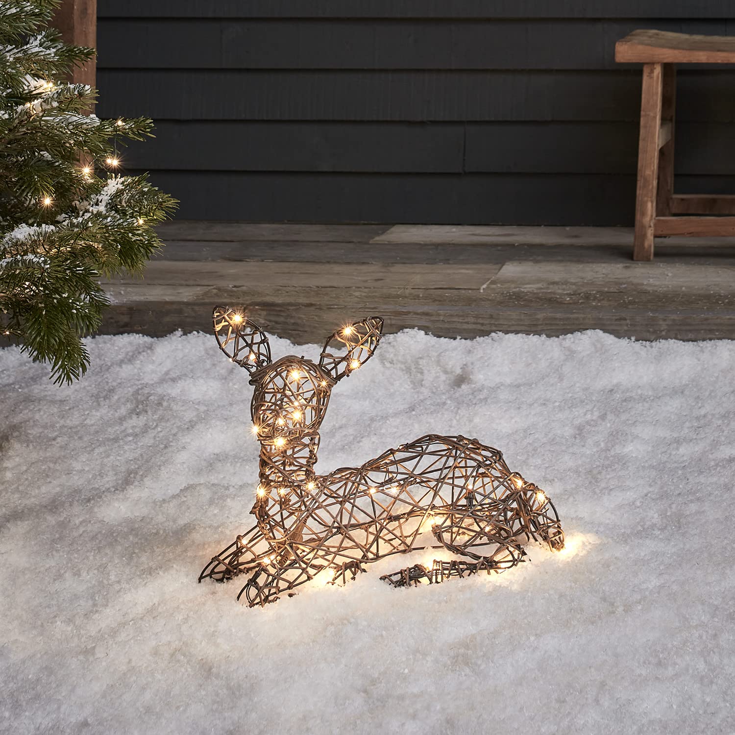 Lights4fun Studley - Reno LED de 50 LED, luces de Navidad con temporizador, para exteriores e interiores