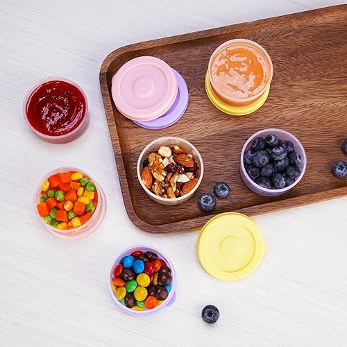 Miniatura 4 de NiHome Paquete de 12 recipientes de plástico de 2 onzas con tapas, sin BPA, para aperitivos y alimentos para bebés, resistentes a fugas, apilables,