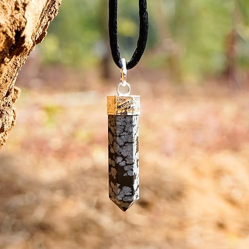 Miniatura 6 de Colgante curativo de cristal de obsidiana de copo de nieve  Para raíz y chakra sacro  Aporta conciencia de la conciencia del alma, optimismo,