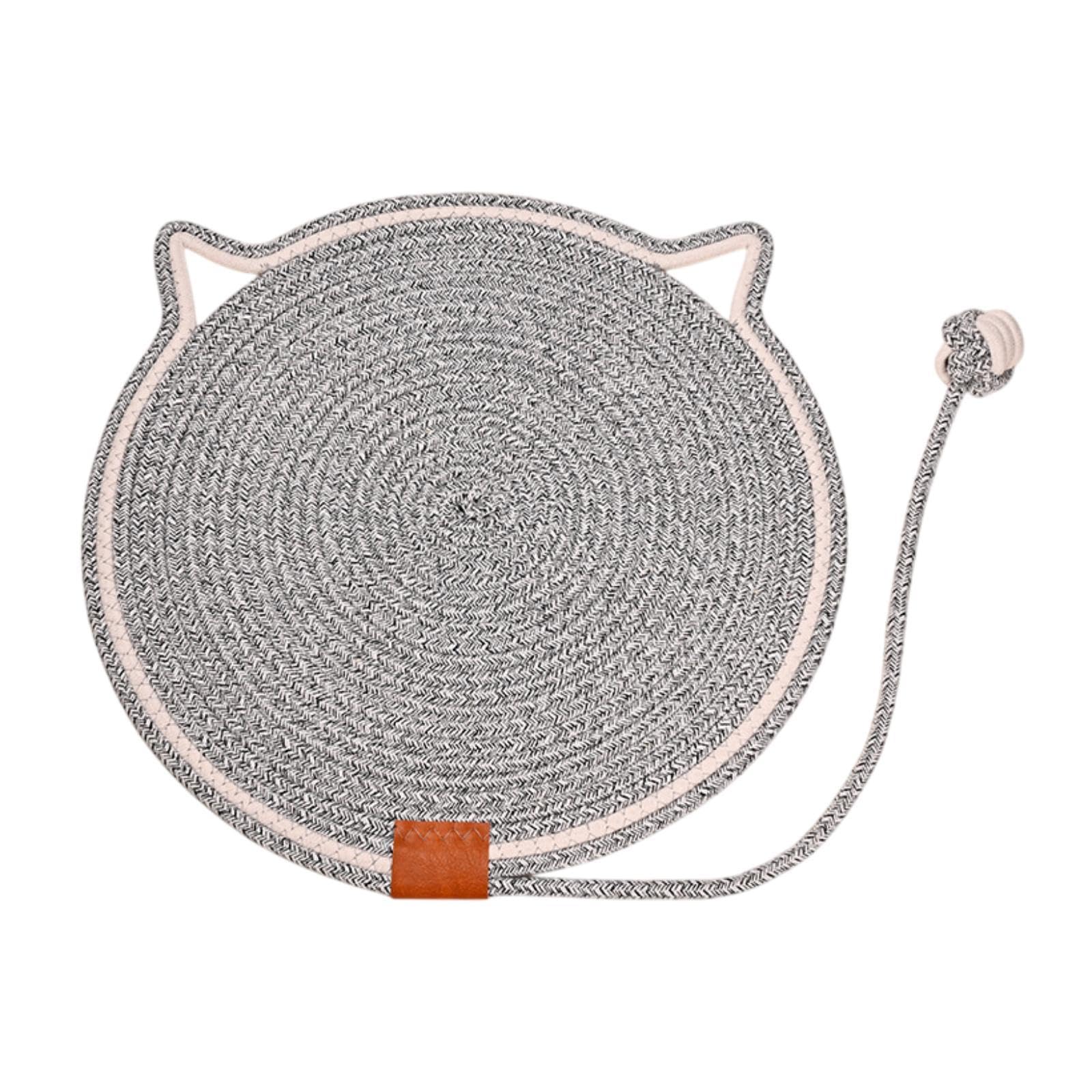 LOVIVER Cat Scratching Mat Scratch Pad Round Cotton Rope Furniture Protector Floor Cat Scratching Pad for Wall Couch Playing Relaxing, Water Ripple color