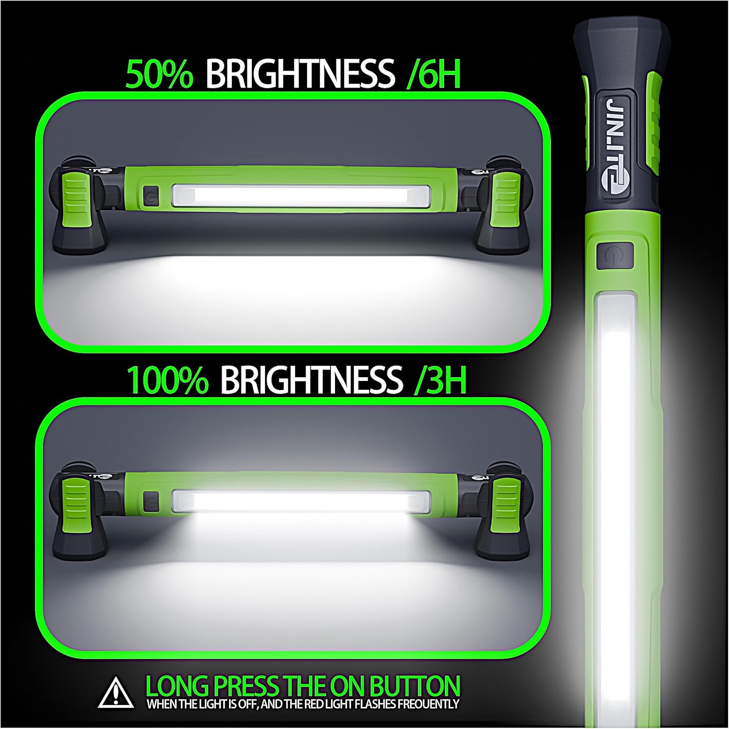 Magnetic Work Light - 3000LM Rechargeable LED Work Light Bar, 5200mAh Under Hood Mechanic Light for Garage, Workshop, Vehicle Inspection (1 Pack Green) - Image 3