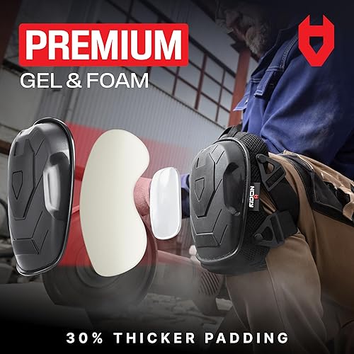 Miniatura 3 de NoCry Rodilleras de construcción profesional para hombres y mujeres, gorra antideslizante resistente, cojín de gel y espuma extra grueso, correas