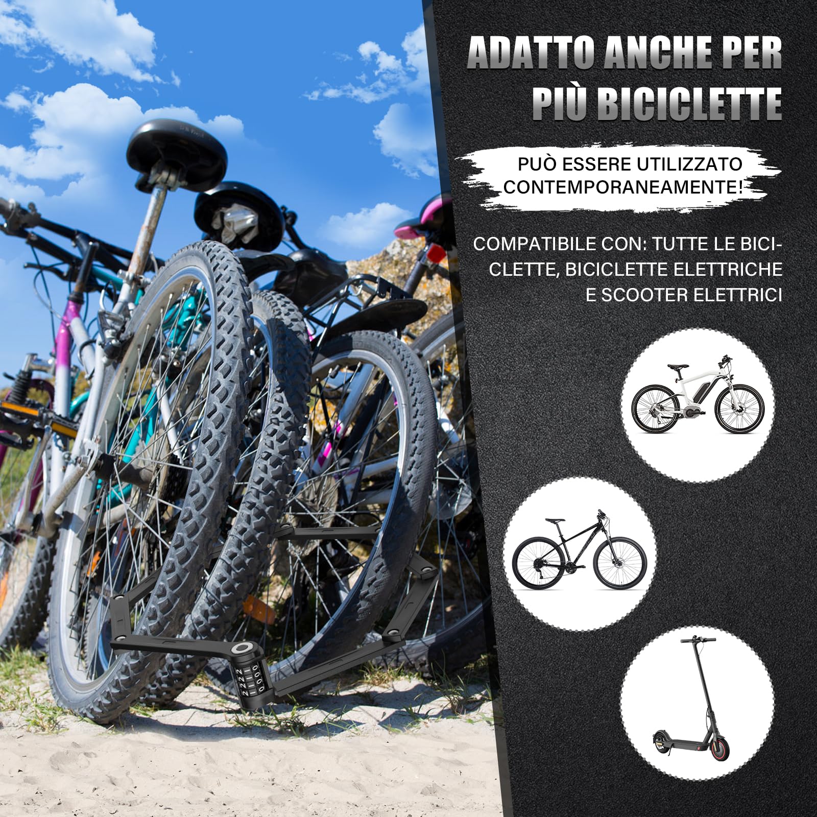 IMAYCC Lucchetto Combinazione Bici Pieghevole, 120CM Lucchetto Bicicletta, Portabilità Lucchetto Pieghevole, Protezione Antifurto Extra Alta per E-bike, Bici da Strada, Moto, MTB in Nero, Ecc.