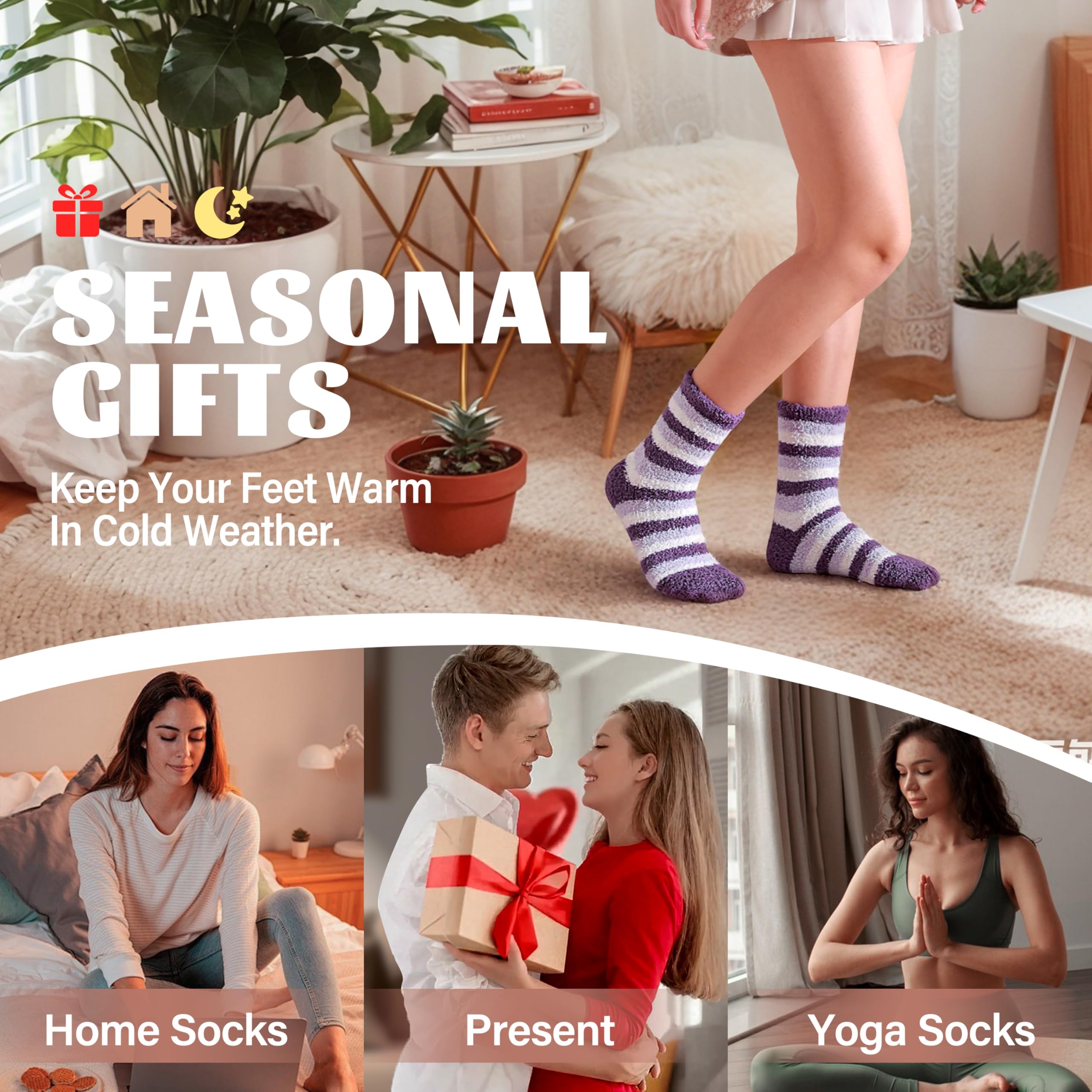 ANTSANG Womens Fuzzy Socks Fluffy Slipper Cozy Cabin Winter Soft Fleece Warm Comfy Thick Christmas Gift Socks