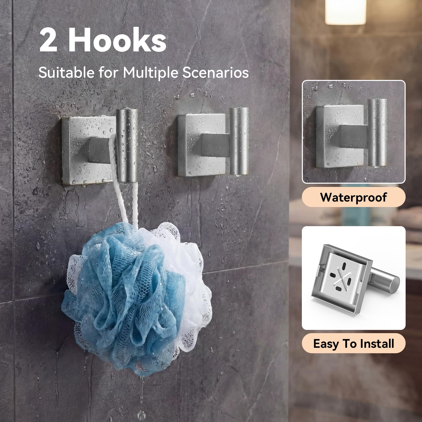 Brushed Nickel Towel Holder Set 4 Piece Bathroom Accessories Set SUS304 Stainless Steel Towel Ring Set Wall Mounted - 5