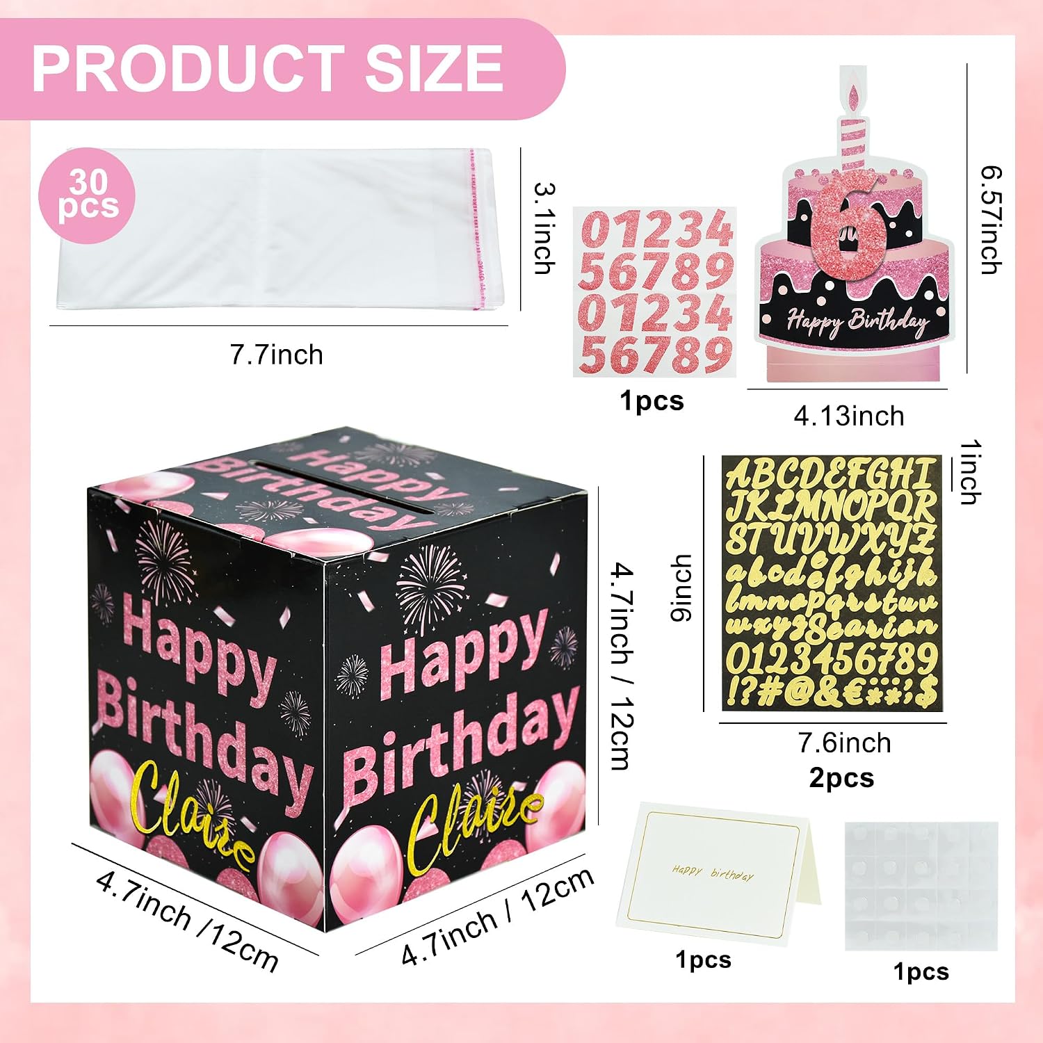 BEISHIDA Birthday Money Pull Box, Birthday Money Box for Cash,DIY Surprise Gift Box for Money,Black & Pink Money Gift Boxes for Cash Pull Out with Birthday Day Card-Funny Ways to Give Money As A GIF