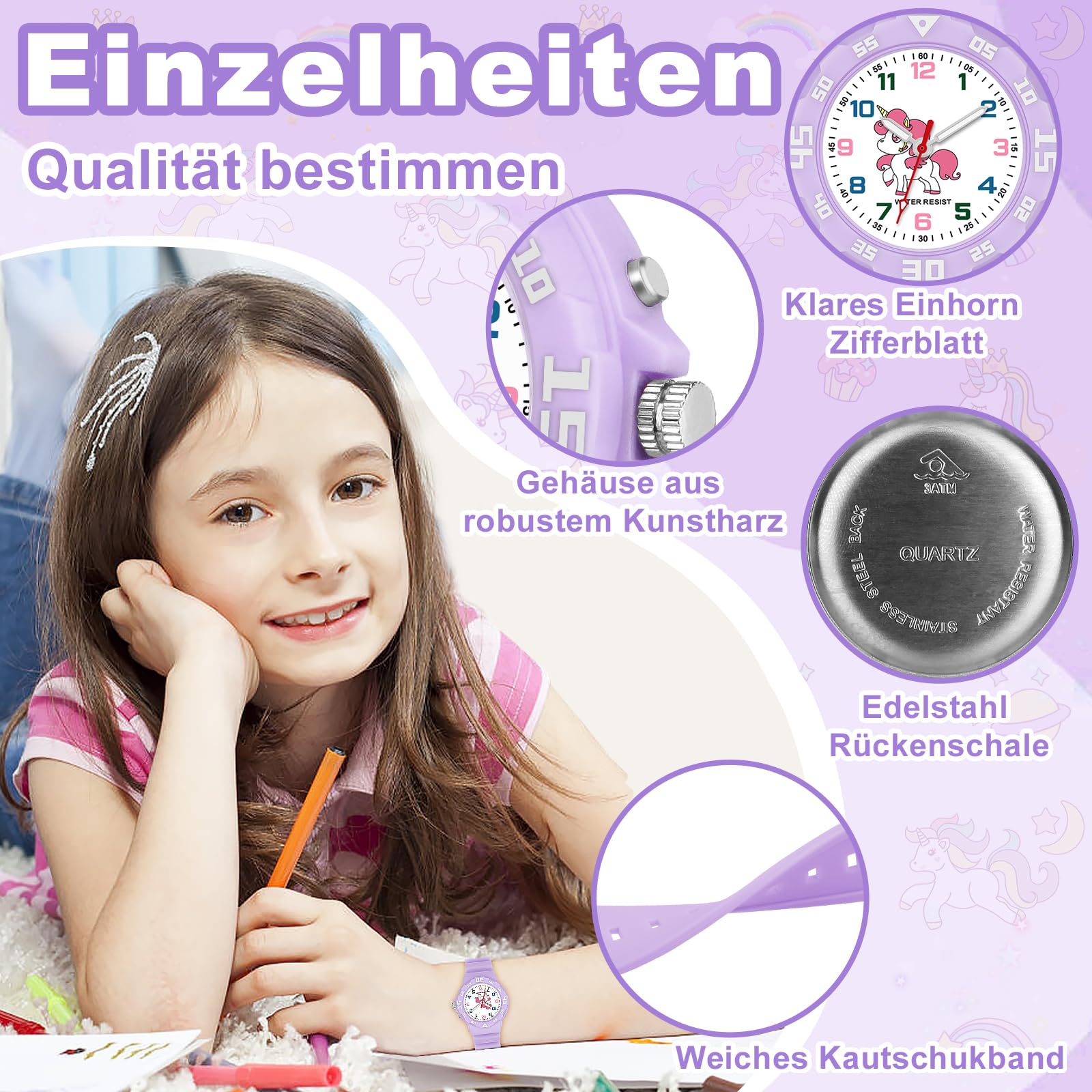 TENOCK Orologio Analogico Per Bambini Per Ragazzi E Ragazze Orologio Per Bambini Con Luce Notturna 30 M Impermeabile Per 4-12 Anni Per Insegnamento Del Tempo O Regali Per Bambini