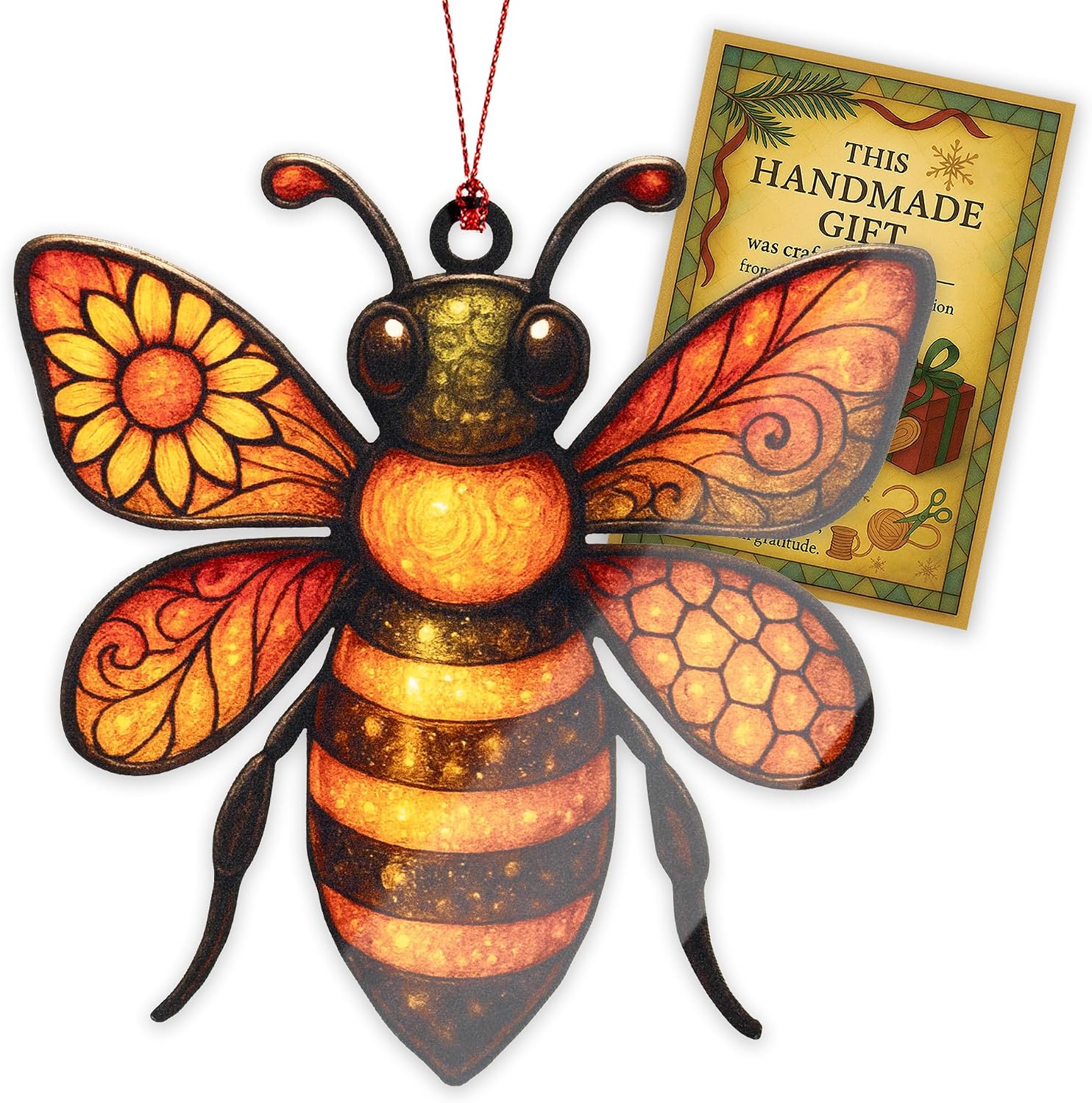 Honey Bee Gifts for Women, Bee Decor for Home and Garden, Vintage Antique Home Decor Style, Bees Stuff Gift Idea, Window and Garden Suncatchers, Valentines Mothers Day, Christmas Ornaments