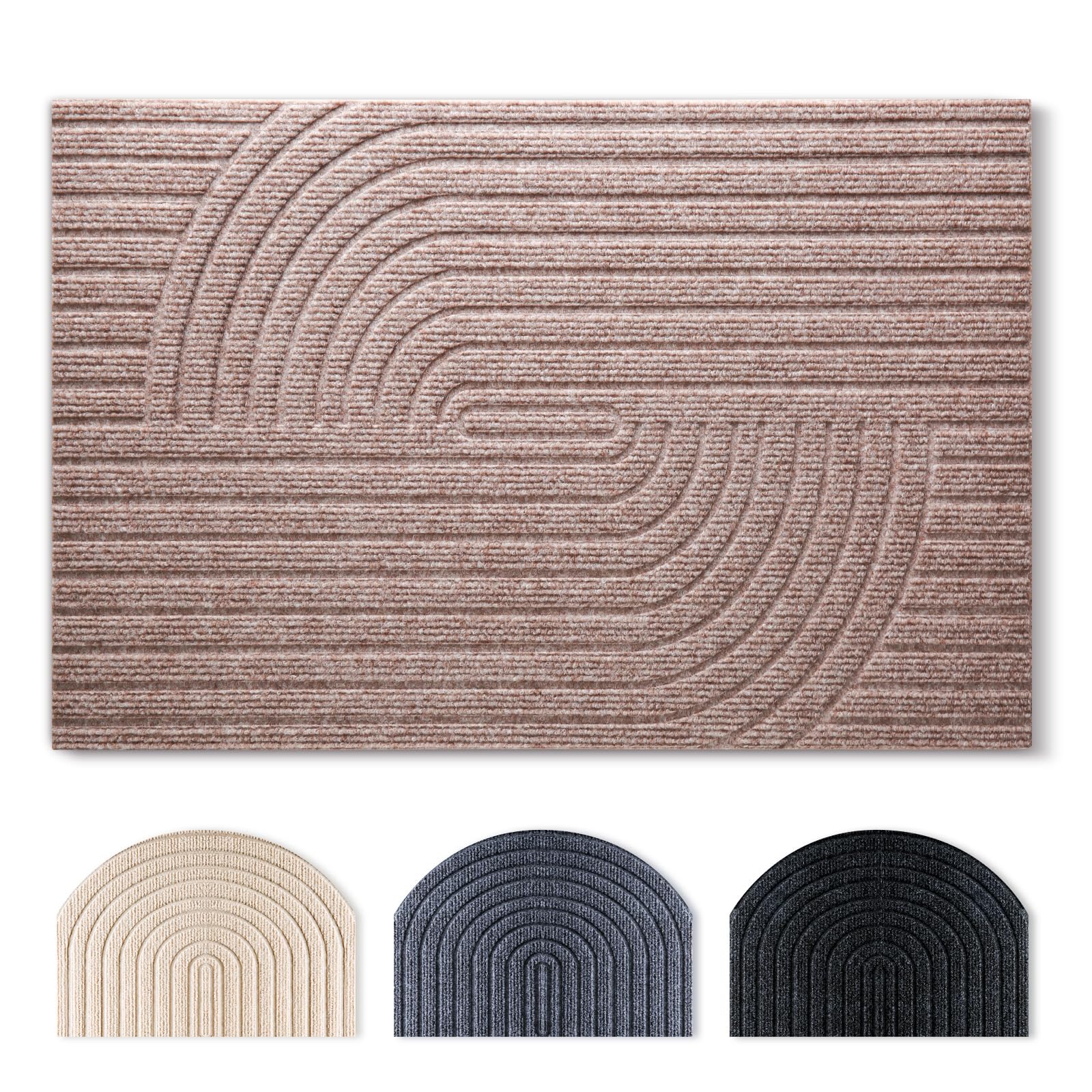 Tuocal Fußmatte 40x60cm, rutschfeste Maschinenwaschbare Schmutzfangmatte, Teppich Wohnzimmer Innen und Außen Türmatte, Wasserdicht Fussmatte für Eingang, Flur, Haustür