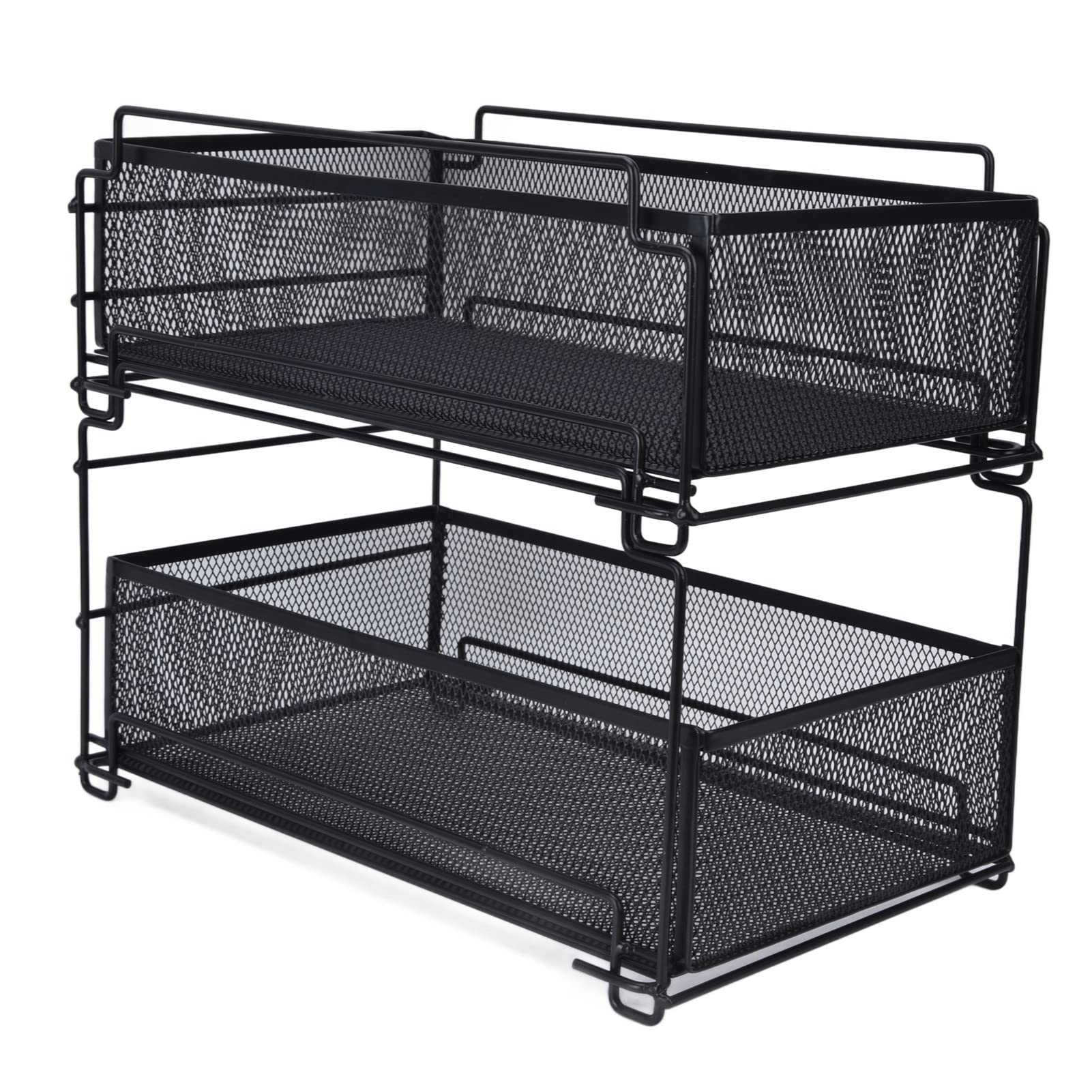 Organizador De Gabinetes Para Debajo Del Fregadero De 2 Corbatas, Organizador De Gabinetes De Fregadero Apilable Con Cajón De Almacenamiento Deslizante, Estante De Cesta De Múltiples Capas Deslizante