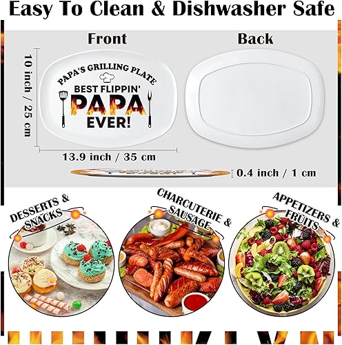 Vista 35 de R HORSE Plato de parrilla para padre, plato de regalo para abuelo, barbacoa, plato blanco ovalado, para servir abuelo, hombres, día del padre