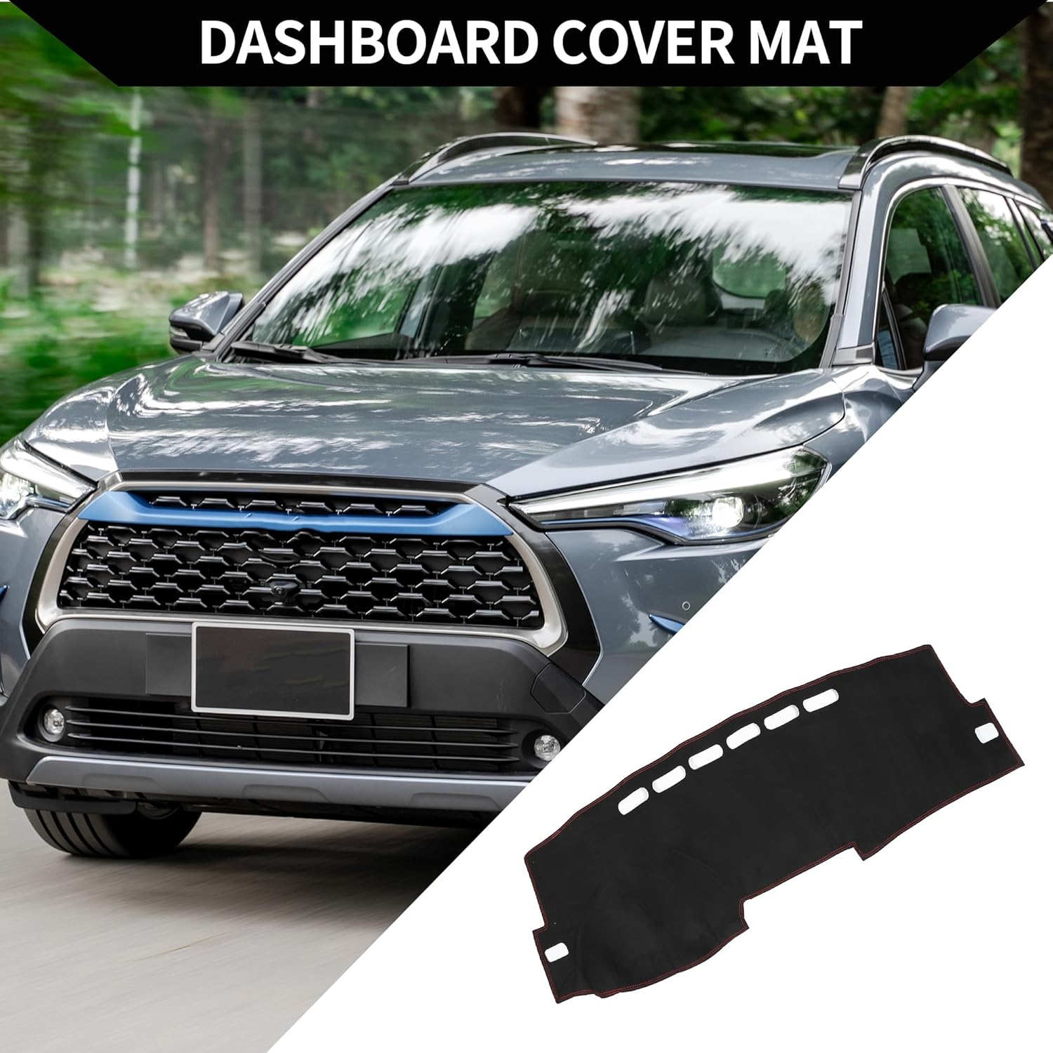 Dash Cover for Toyota Corolla 2007-2013 / Center Console Dashboard Cover/Non-Slip/Suede / 1 Pcs Black Red