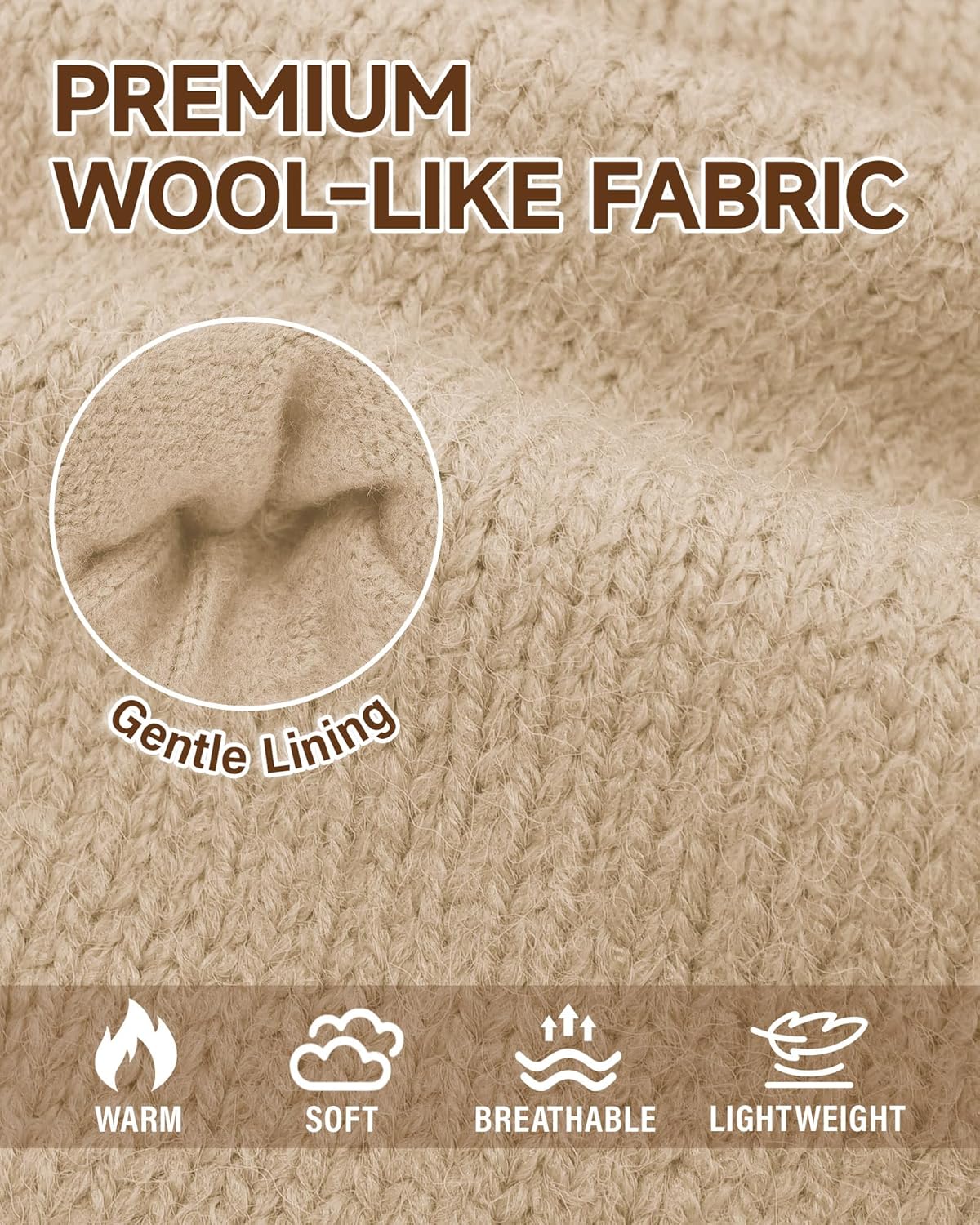 Wandx Womens Winter Gloves, Warm Knit Gloves for Cold Weather Long Cuff Touch Screen Gloves for Women Men - Image 2