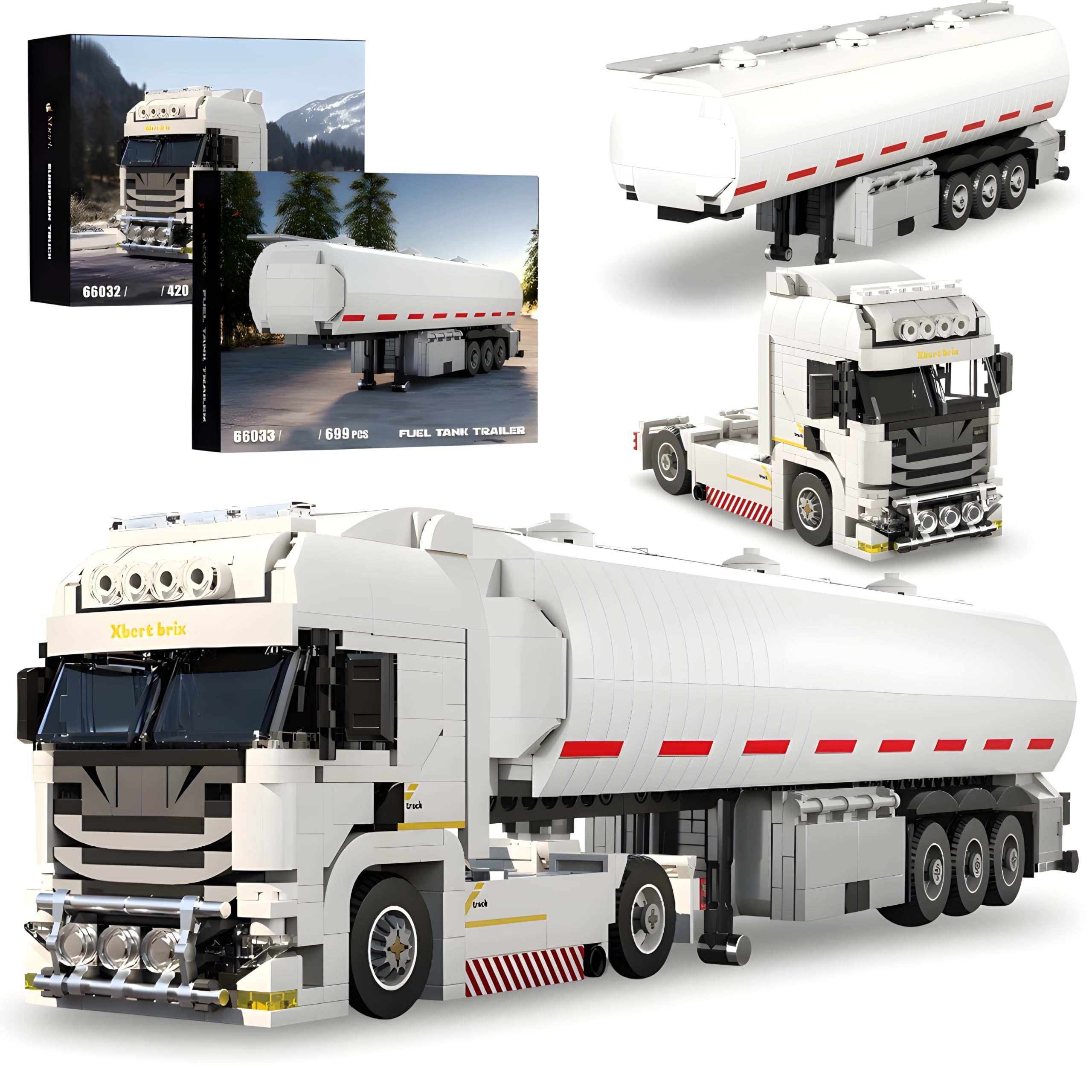 Unativer 2-in-1 Fuel Tanker Truck Building Blocks Set, 1120 PCS Heavy Duty Transport Vehicle Brick Model Kit, Tank Trailer Building Toys for Adults & Teens, Educational Birthday Gifts for Hobbyists — image 1