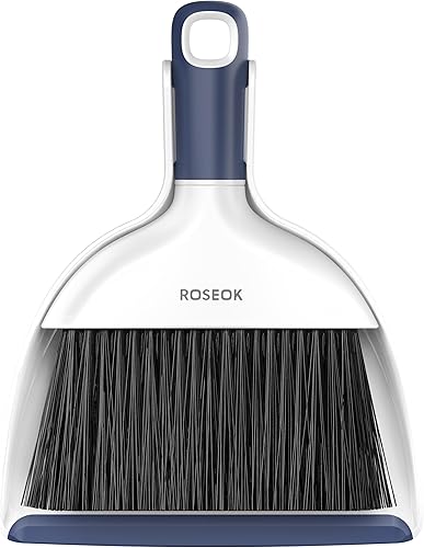 Juego de mini escoba y recogedor para limpieza, recogedor de escritorio compacto con cepillo para encimera de cocina, oficina, automóvil, azul